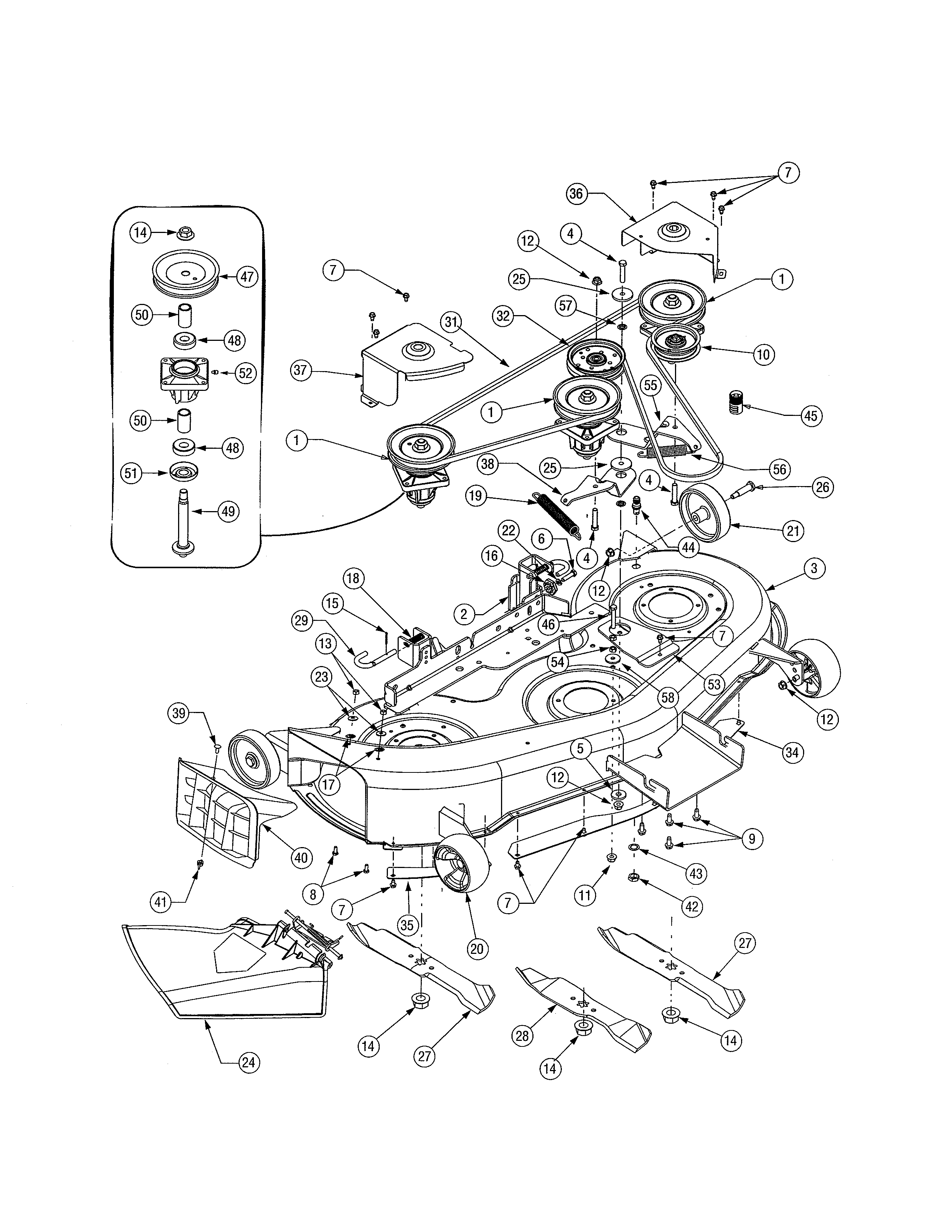 Cub Cadet 13AP11CP756 46" mower deck diagram