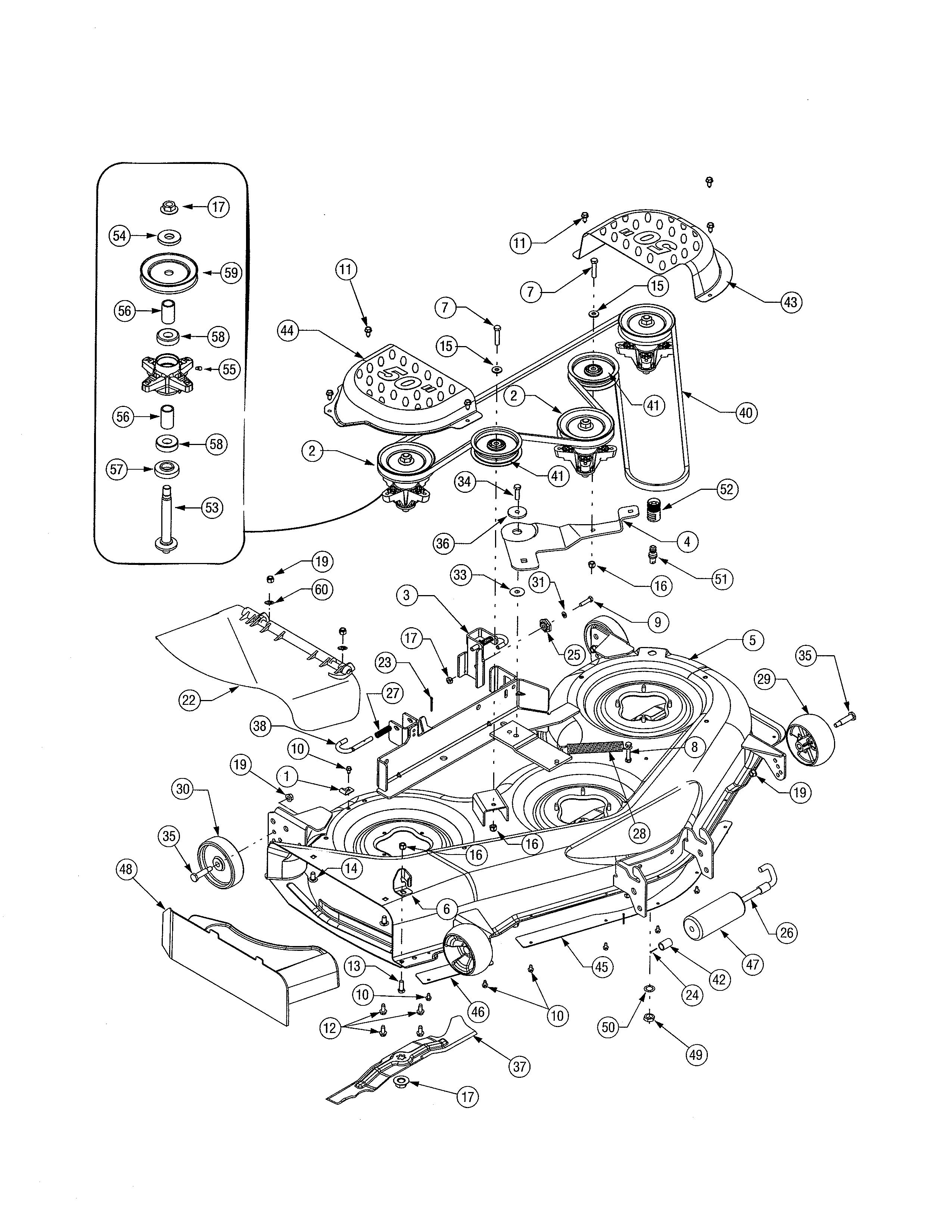 Cub Cadet 13AP11CP756 50" mower deck diagram