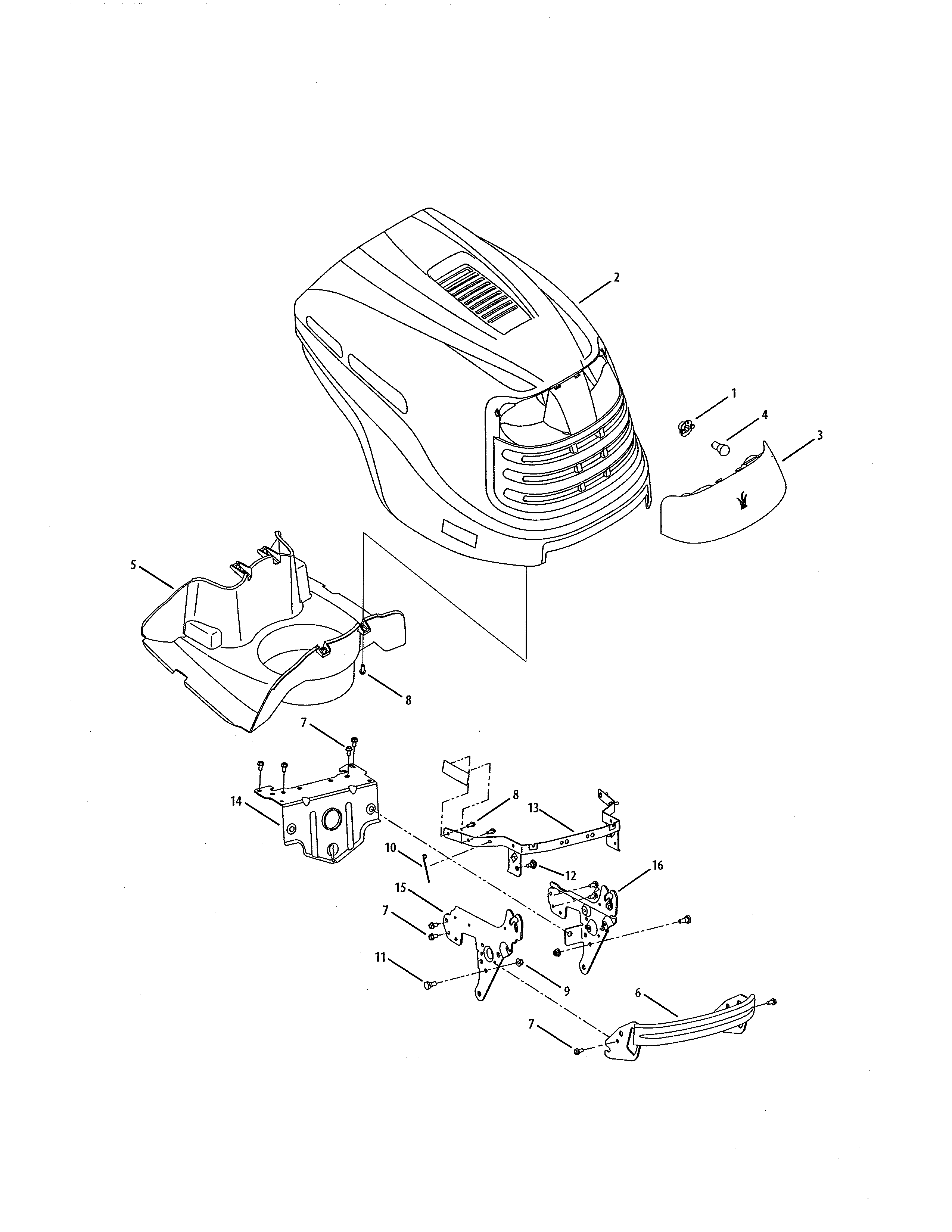 Cub Cadet 13RX11CH256 hood & grille diagram