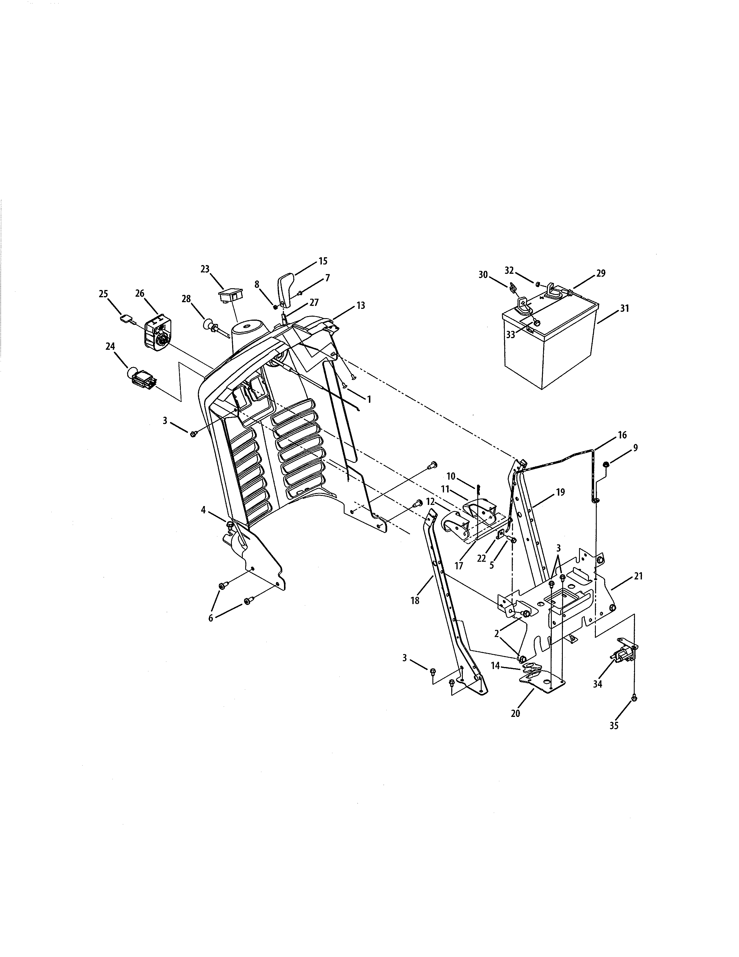 Cub Cadet 13RX11CH256 dash/battery/solenoid diagram