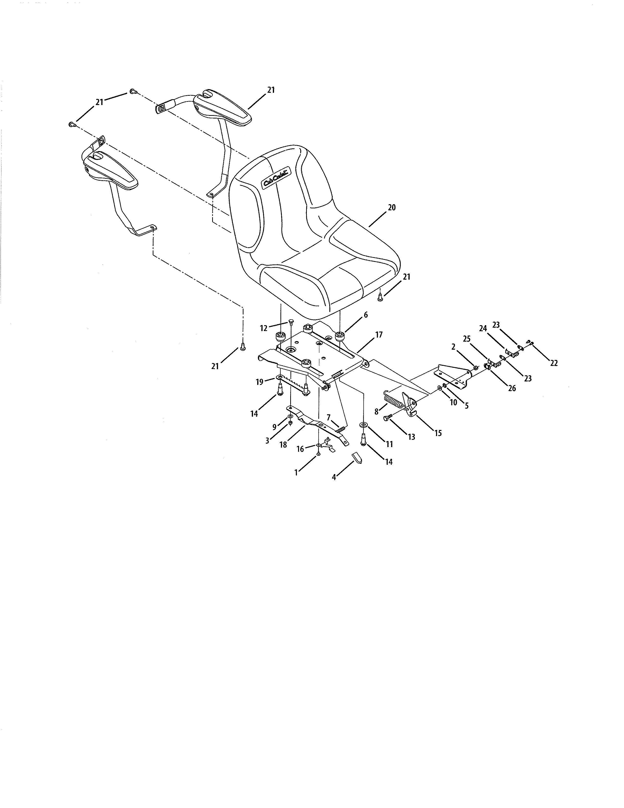 Cub Cadet 13RX11CH256 adjustable seat diagram
