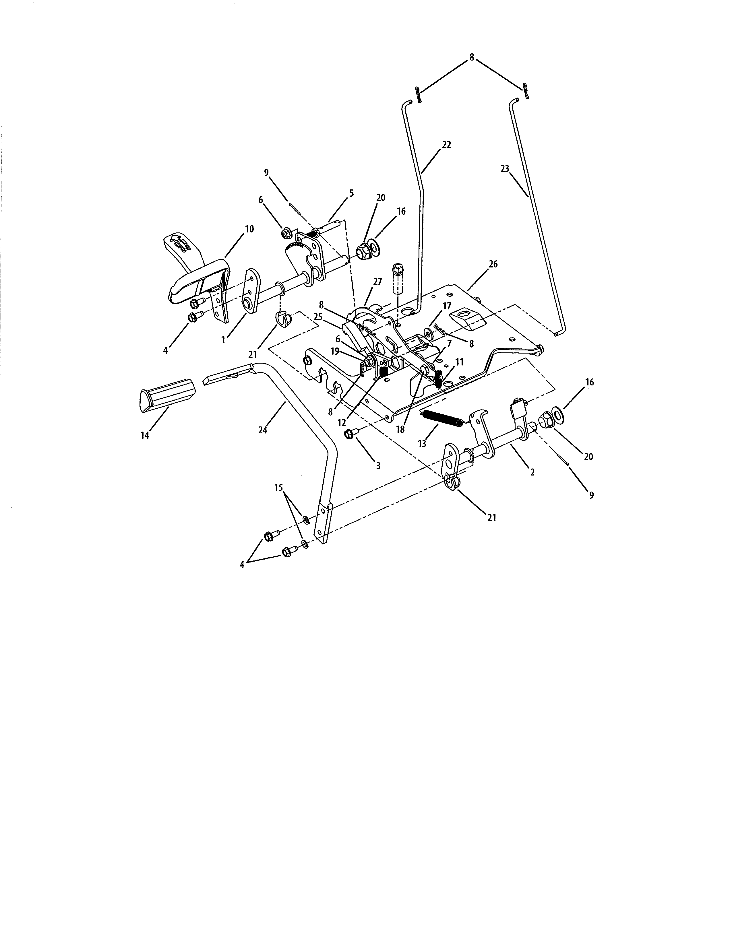 Cub Cadet 13RX11CH256 pedal diagram