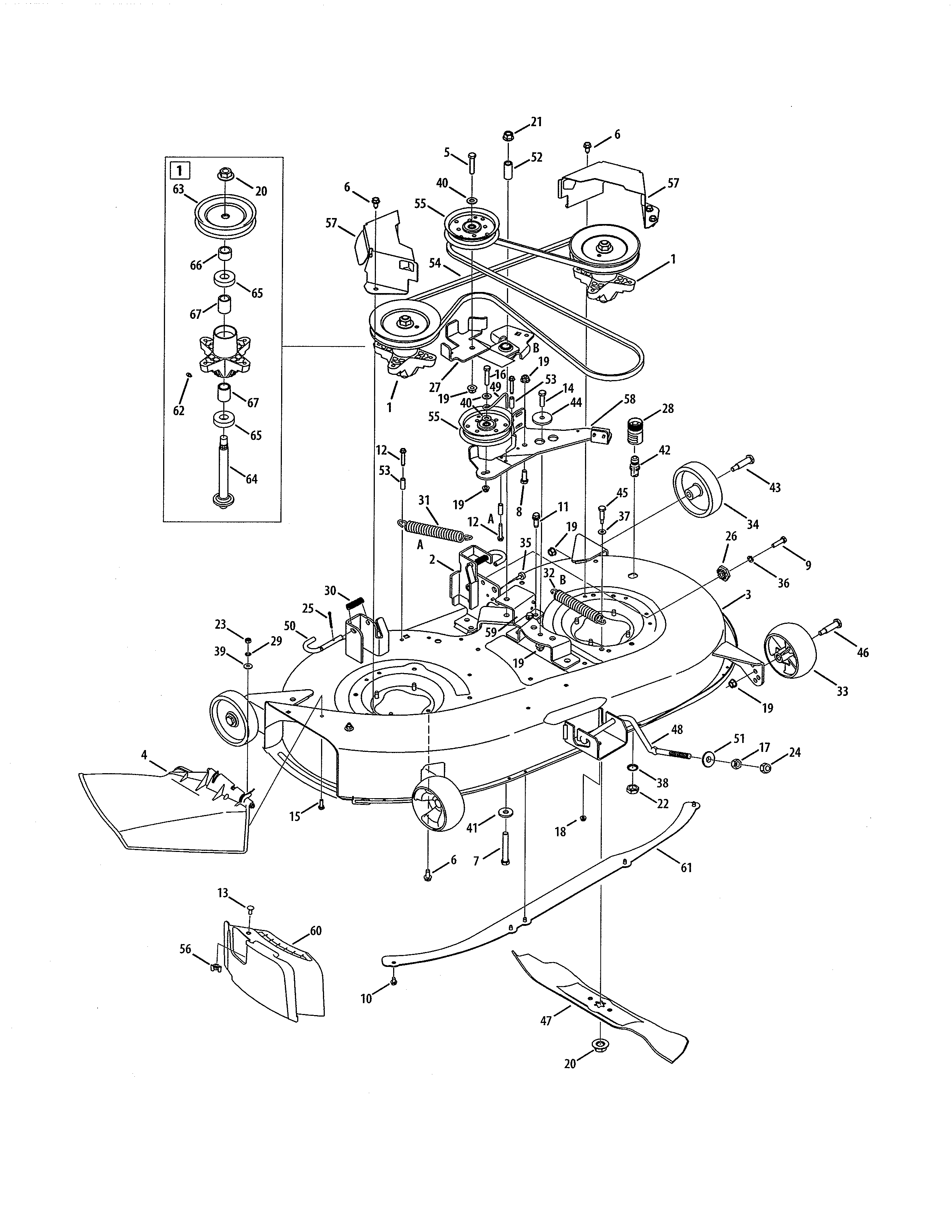 Cub Cadet 13RX11CH256 42" mowing deck diagram
