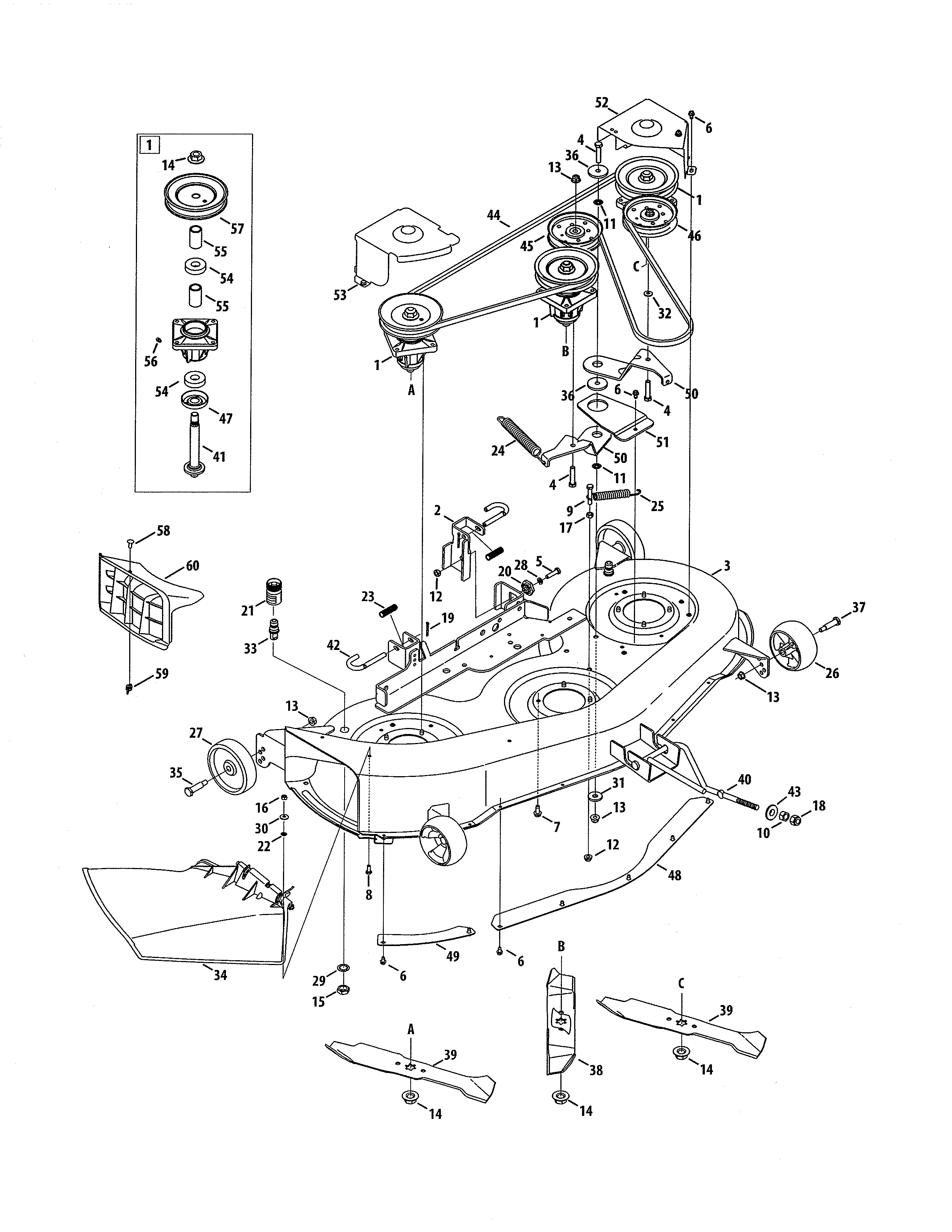 Cub Cadet 13RX11CH256 46" mowing deck diagram