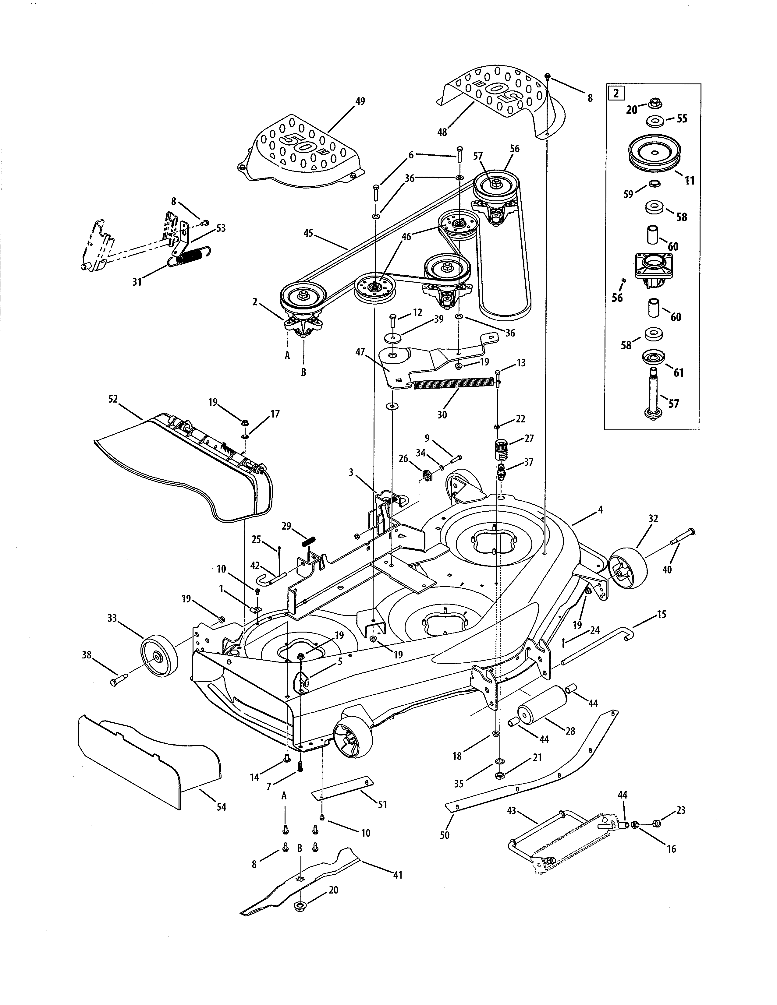 Cub Cadet 13RX11CH256 50" mowing deck diagram
