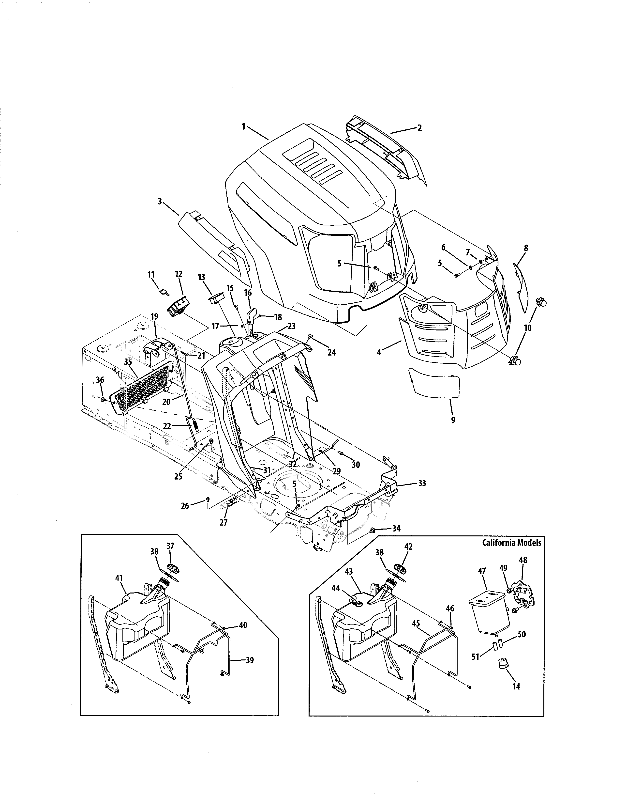 Cub Cadet 13AX90AR056 hood/dash diagram
