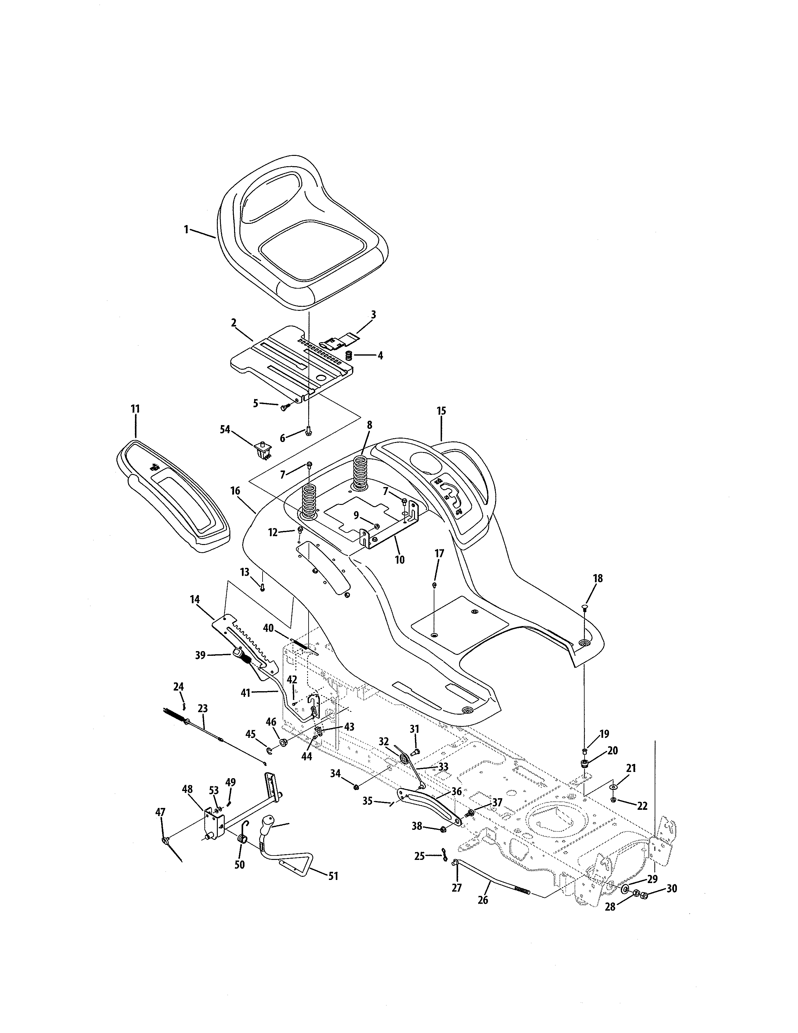 Cub Cadet 13AX90AR056 seat/fender/deck lift diagram