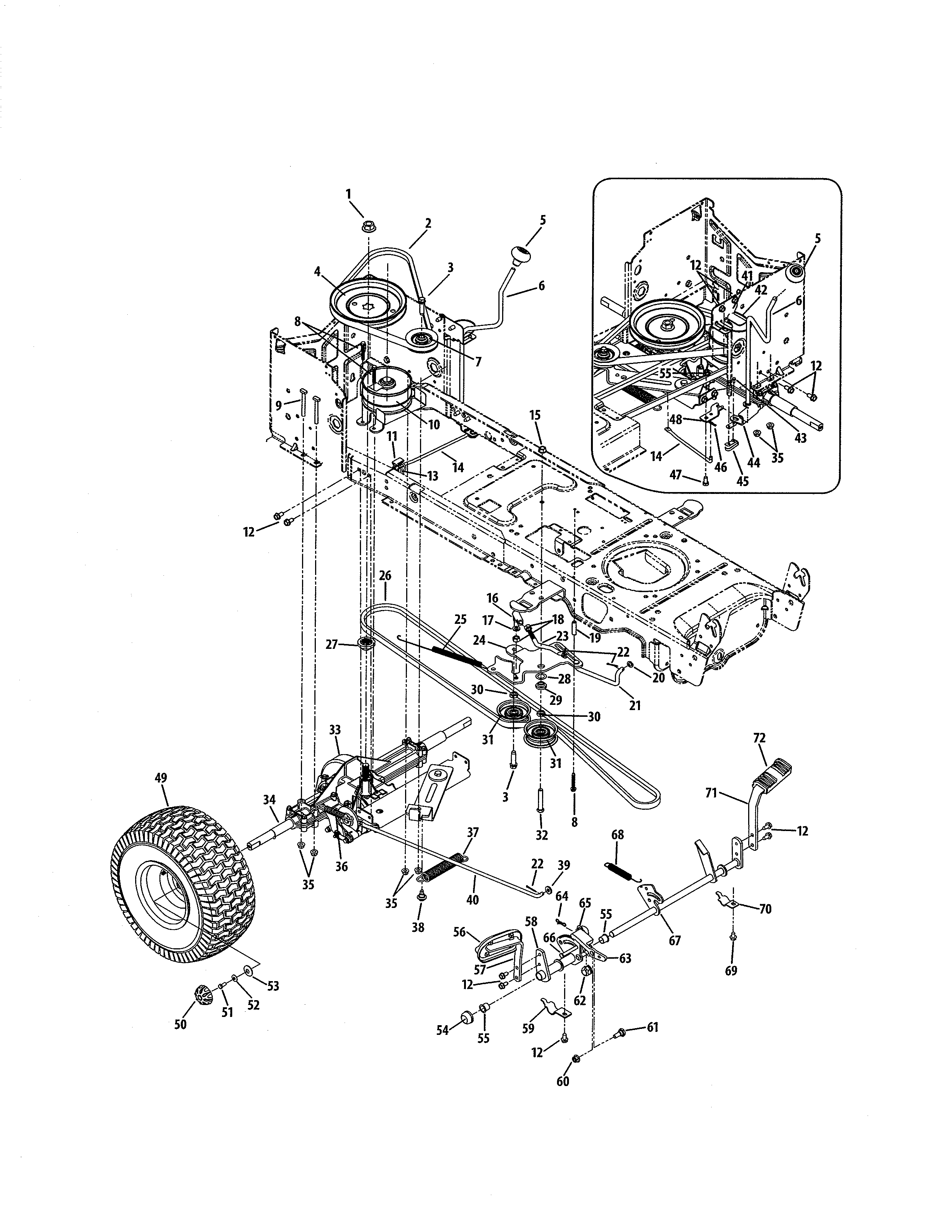 Cub Cadet 13AX90AR056 drive system diagram