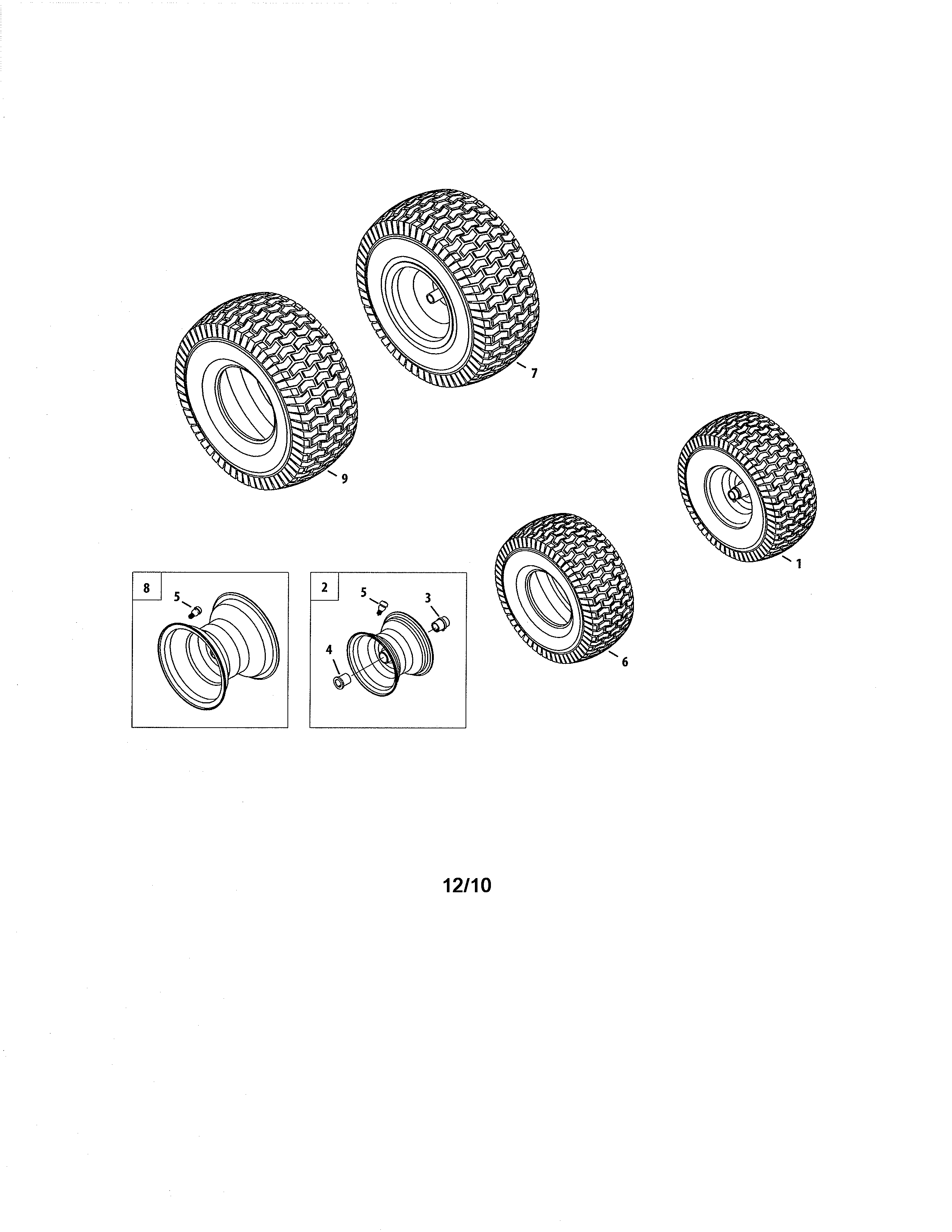 Cub Cadet 13WX90AS056 front & rear wheels diagram