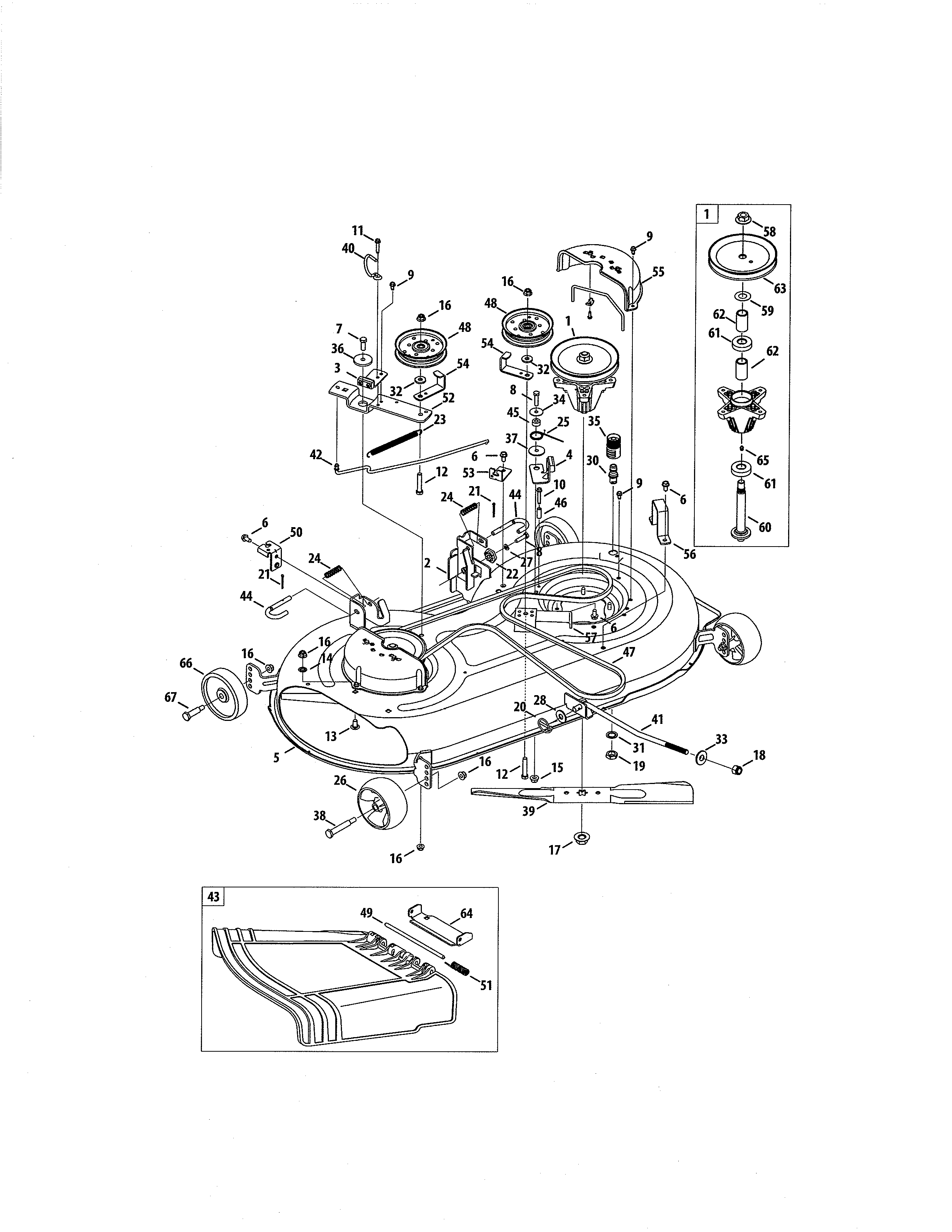 Cub Cadet 13WX90AS056 42" deck diagram