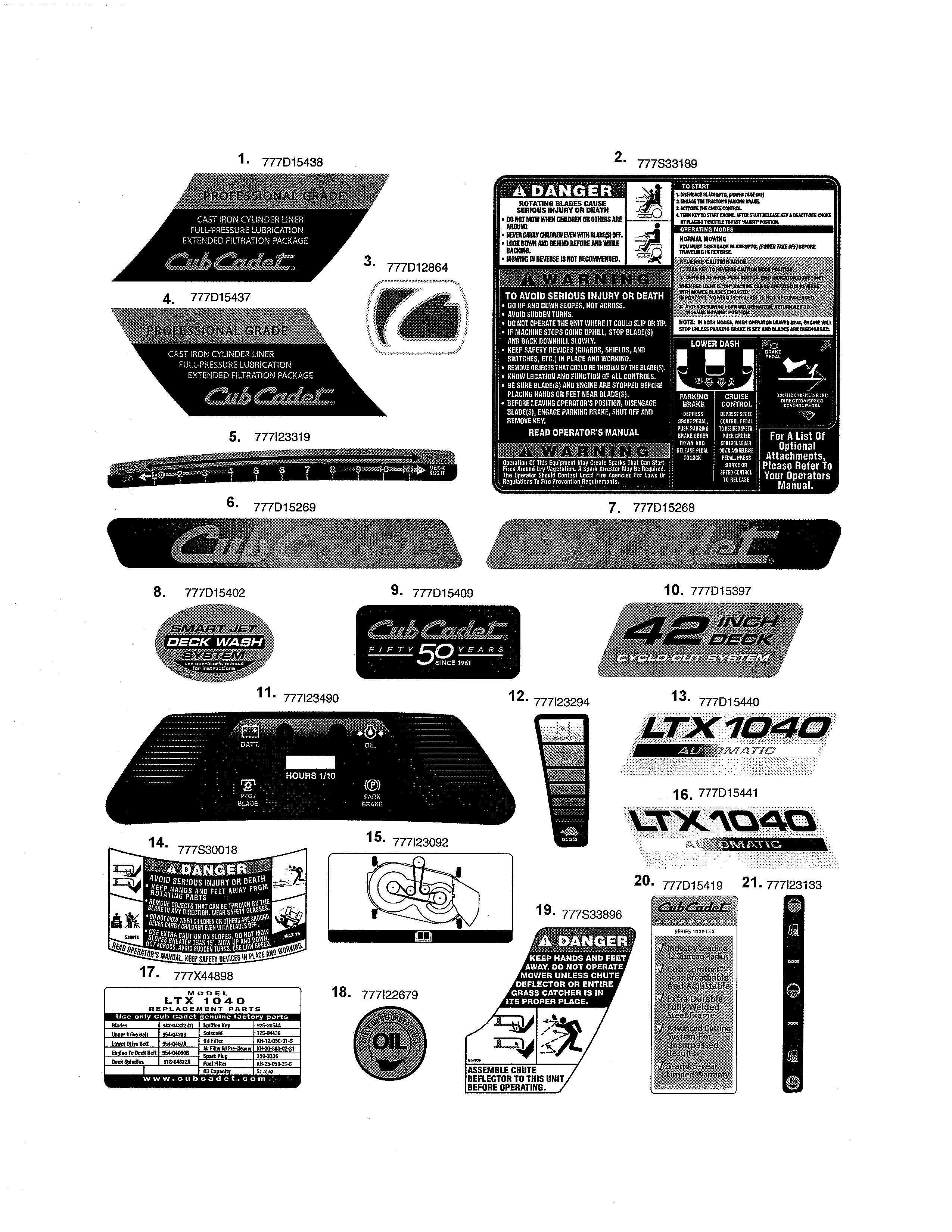Cub Cadet 13WX90AS056 decals diagram