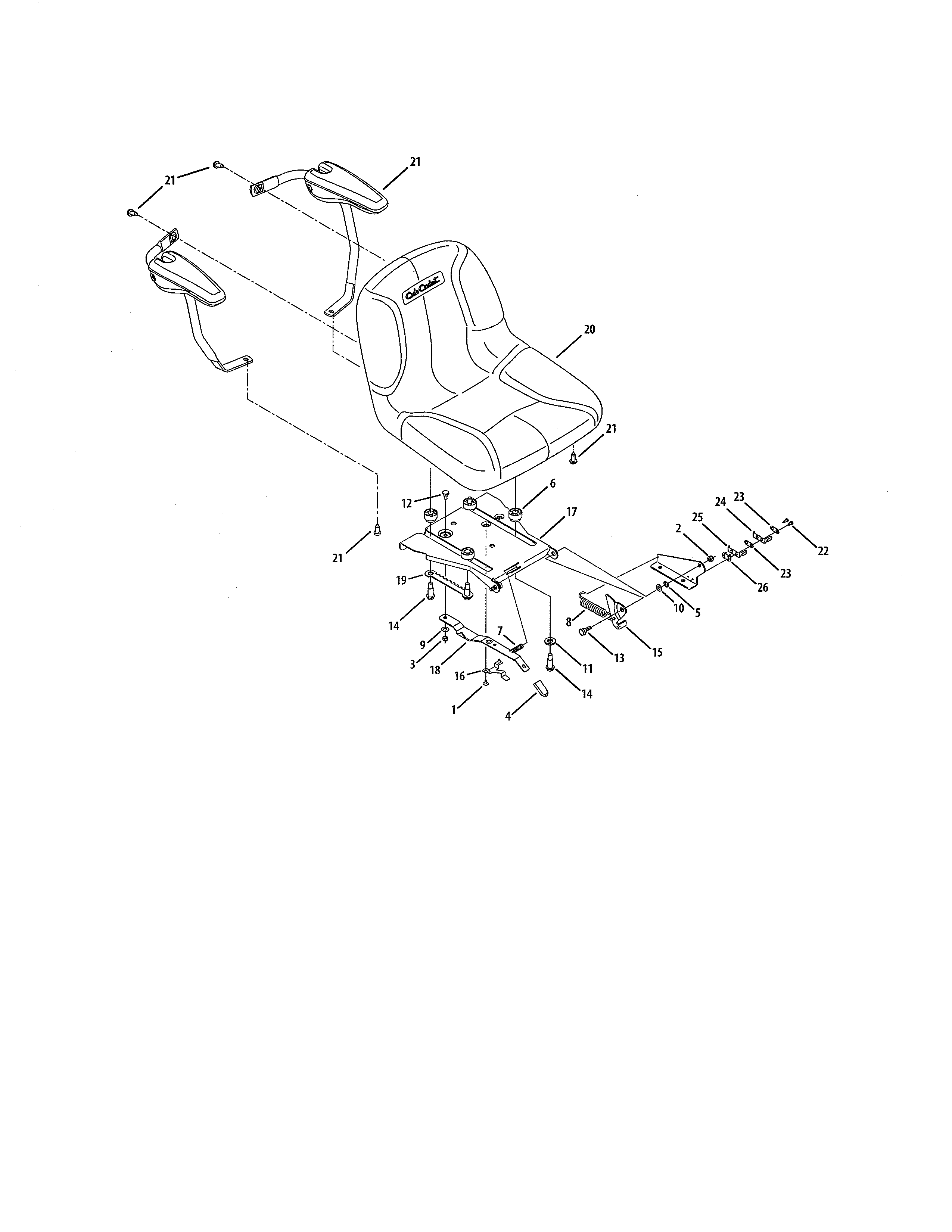 Cub Cadet 14AK13BK056 adjustable seat diagram