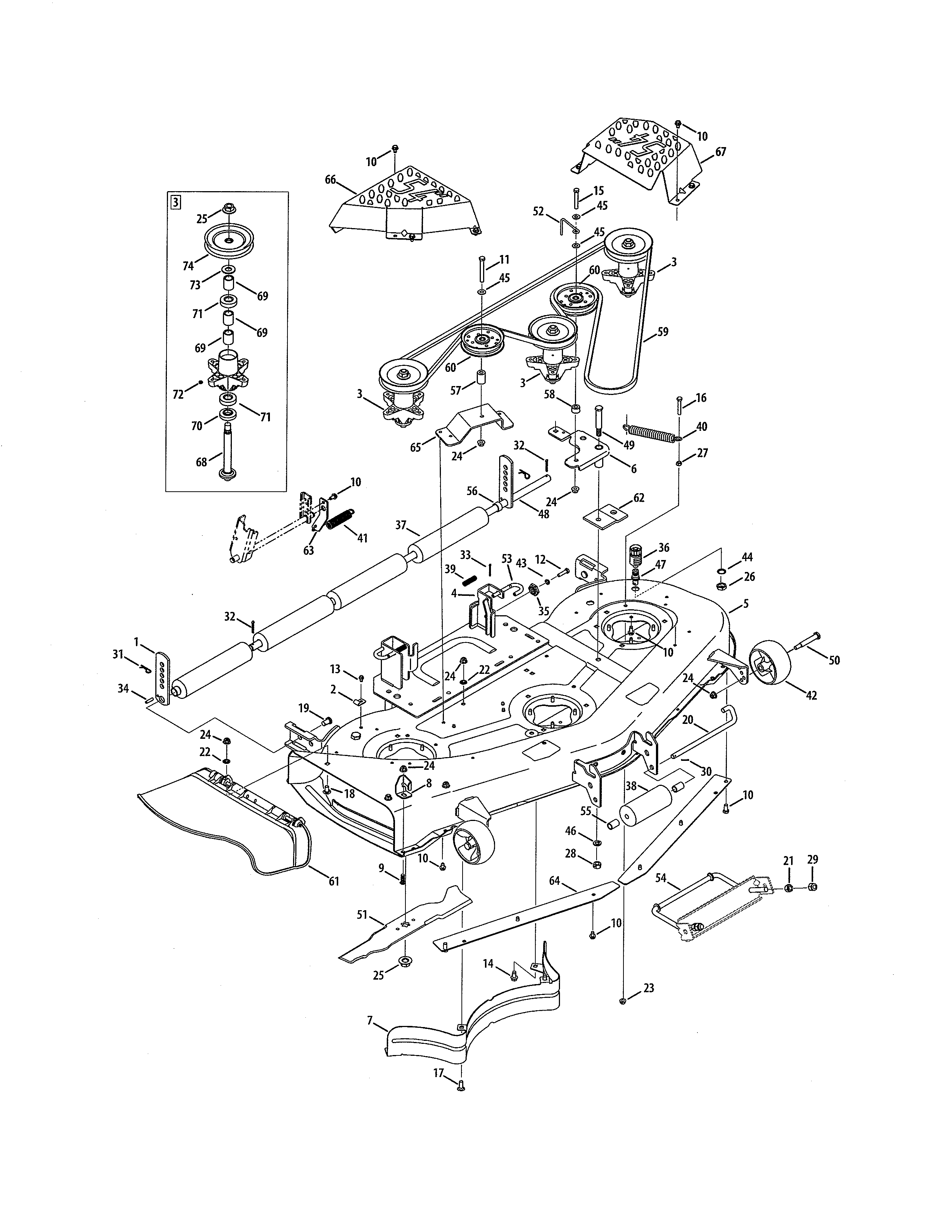 Cub Cadet 14AK13BK056 54" mowing deck diagram