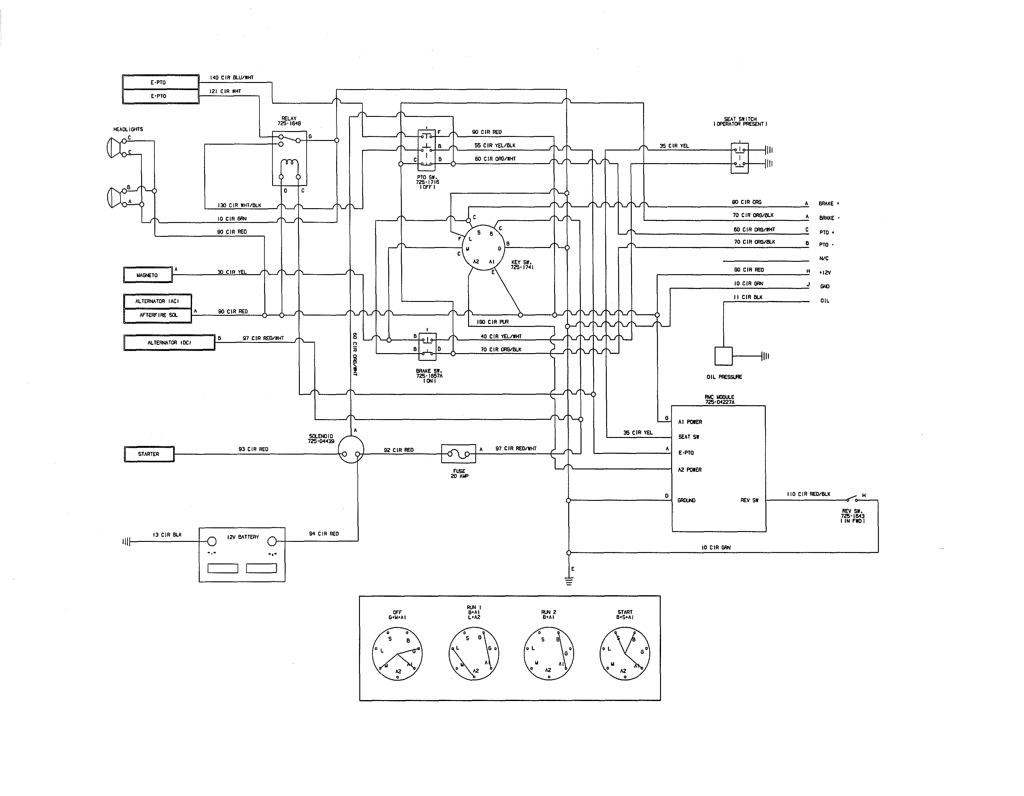 Cub Cadet 14AK13BK056 electrical schematic diagram