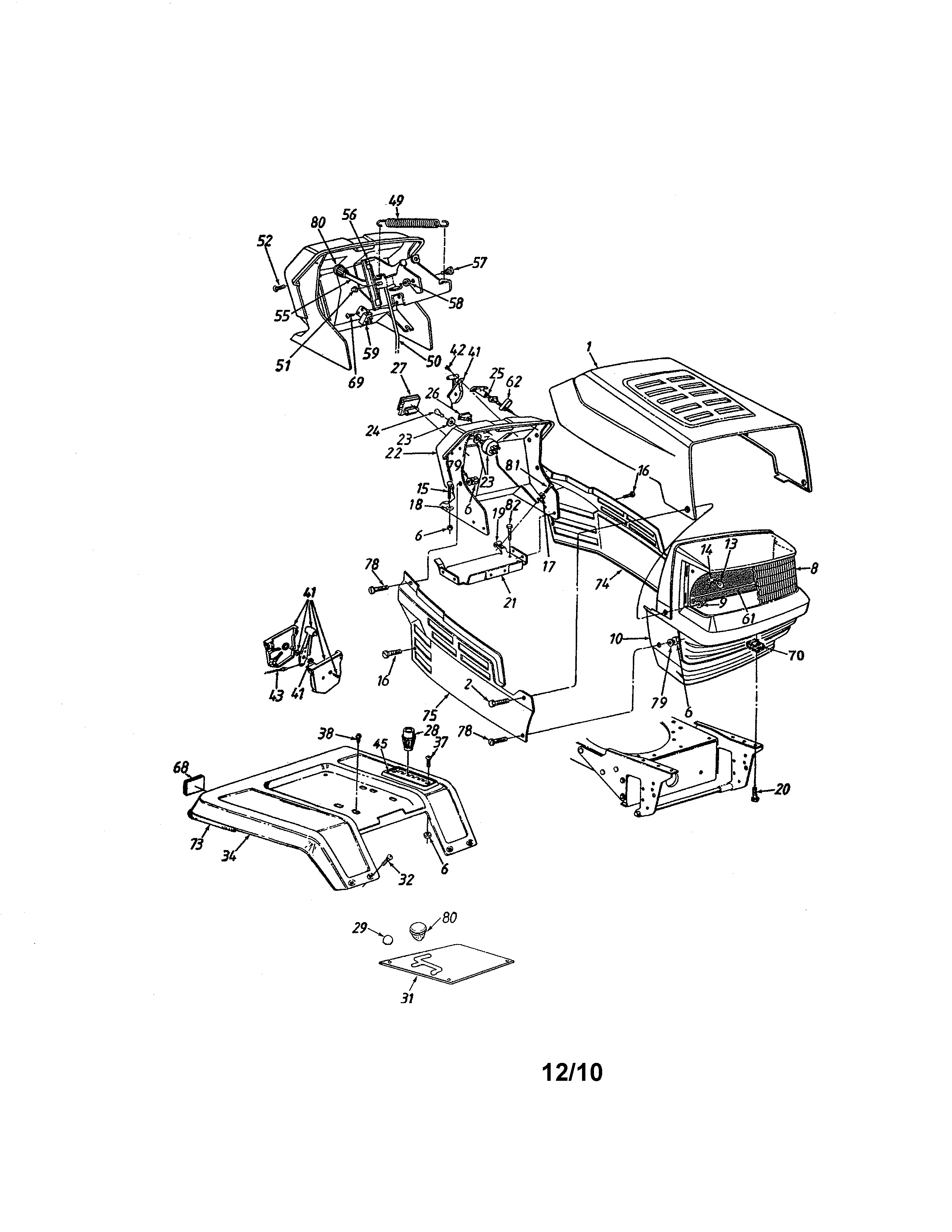 MTD 14BI845H129 hood diagram