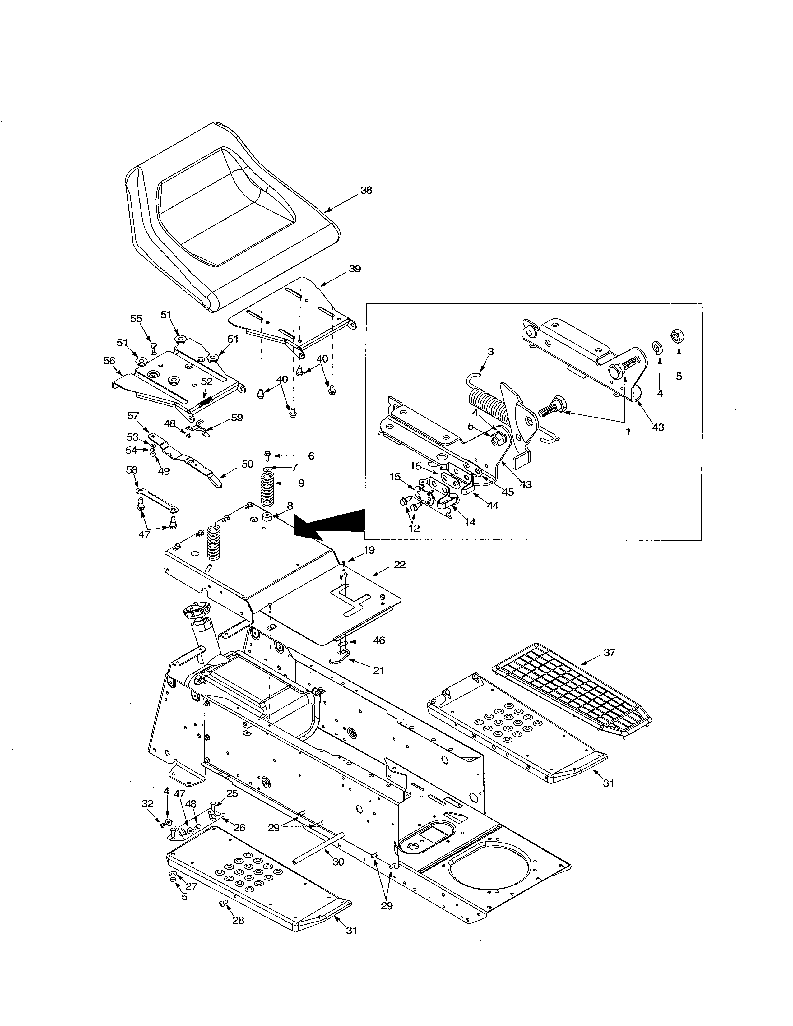 MTD 14BI845H129 seat diagram