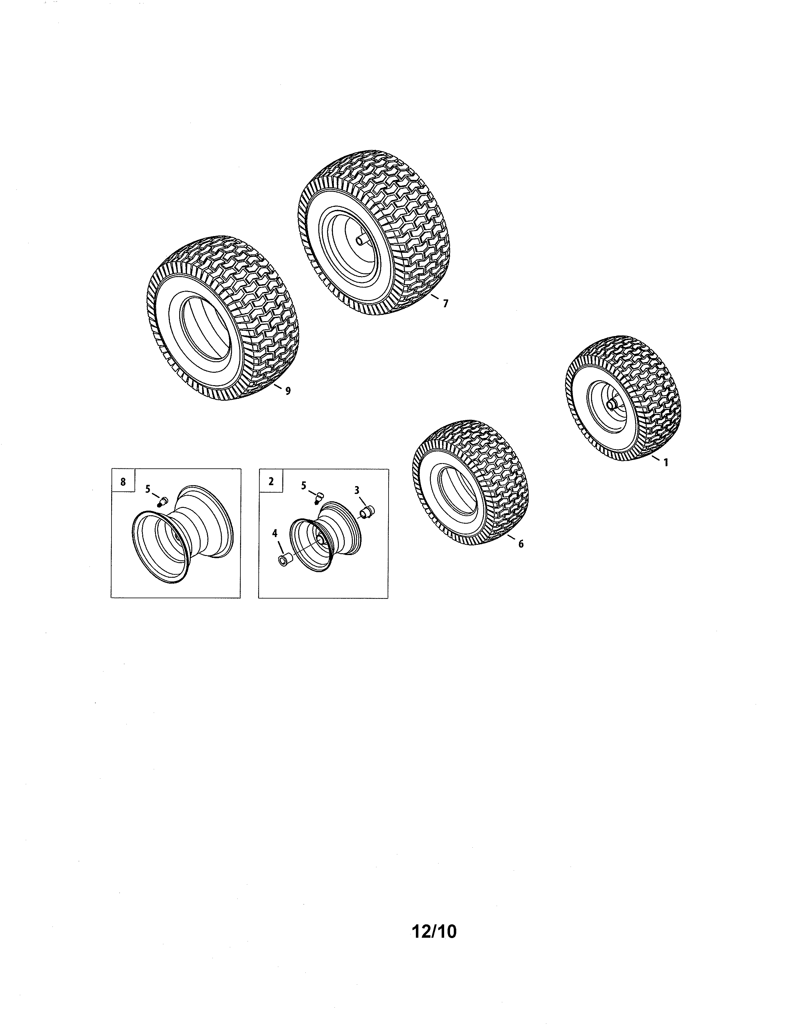 Cub Cadet 13RX90AS056 front & rear wheels diagram