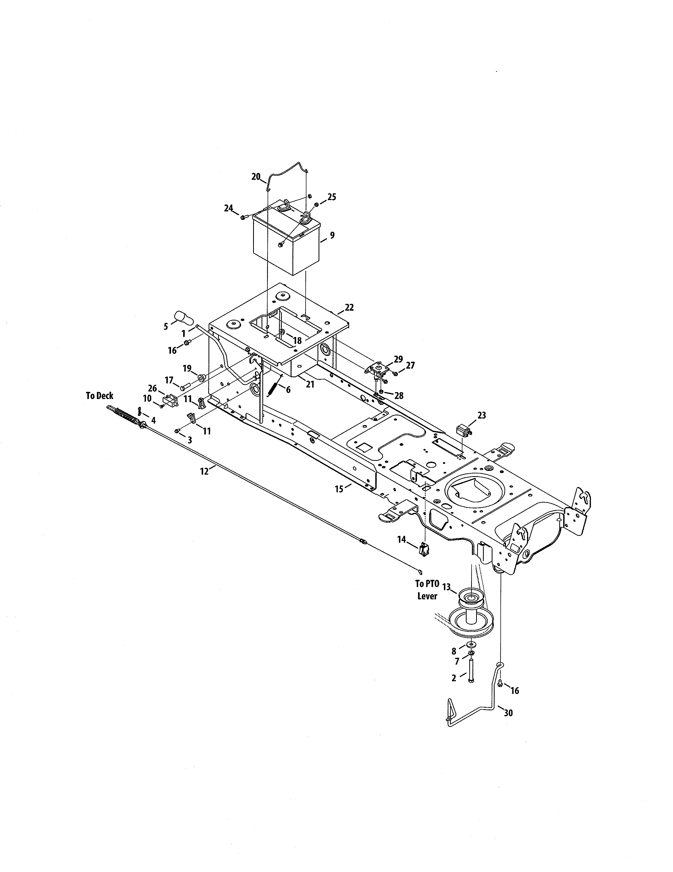 Cub Cadet 13RX90AS056 frame/electrical/pto diagram