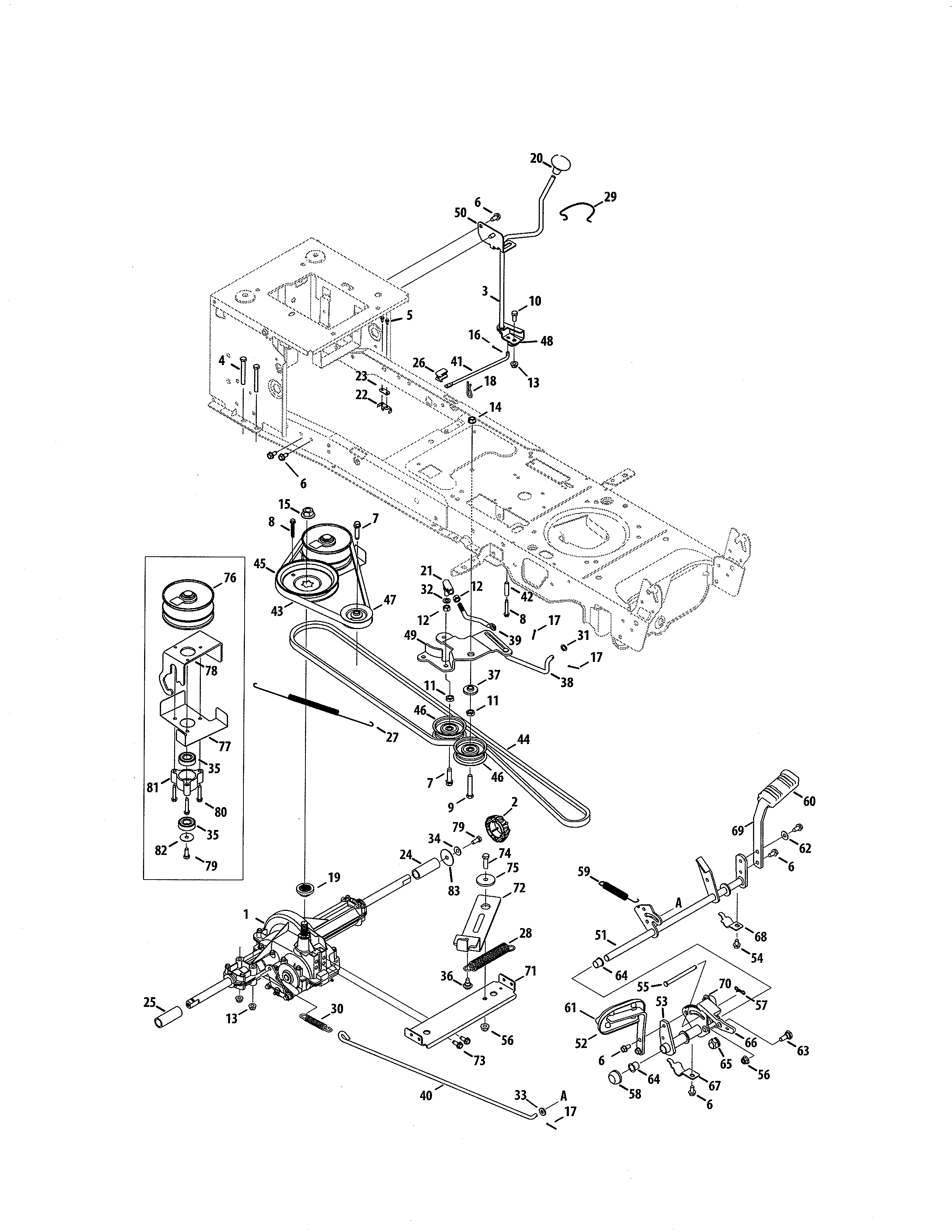 Cub Cadet 13RX90AS056 drive system diagram