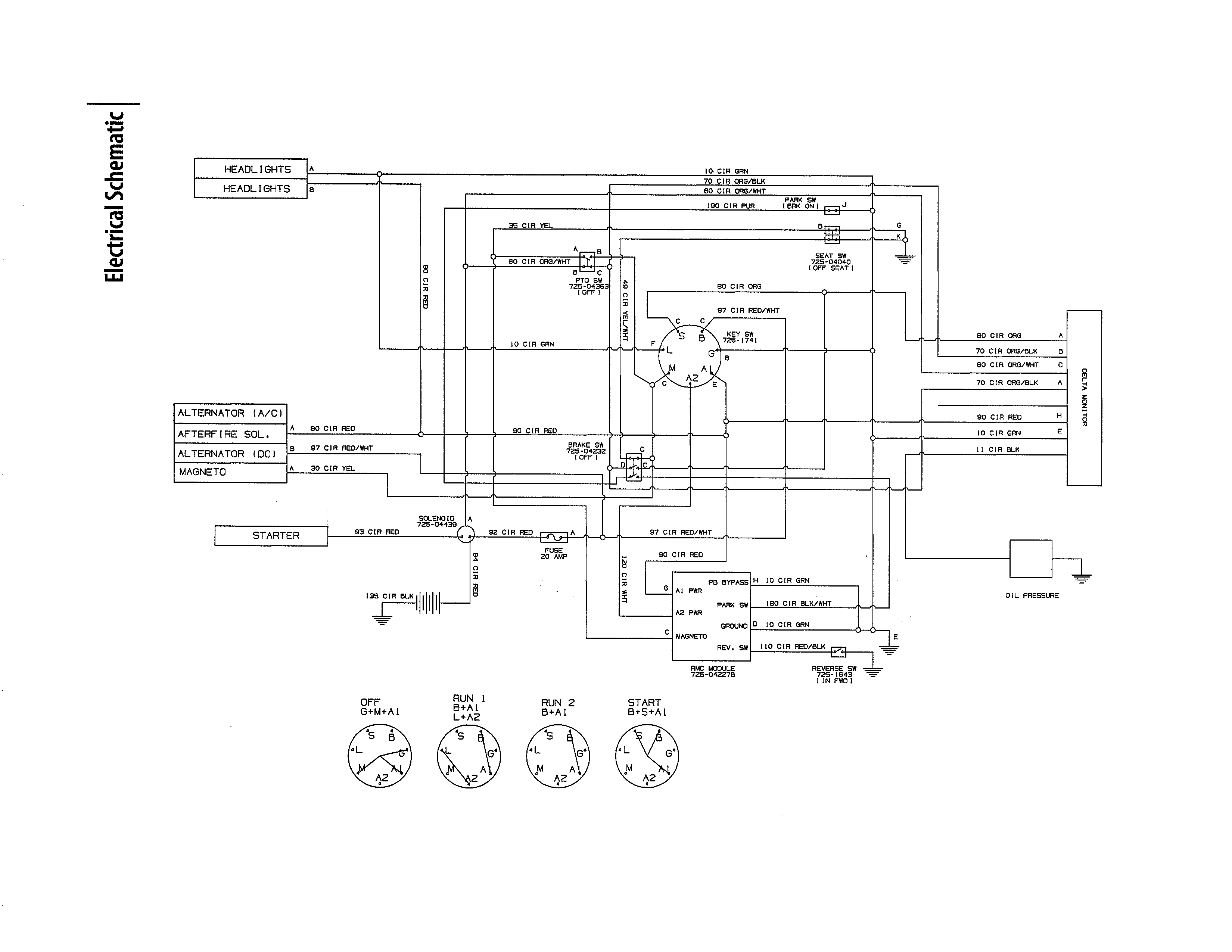 Cub Cadet 13RX90AS056 electrical schematic diagram