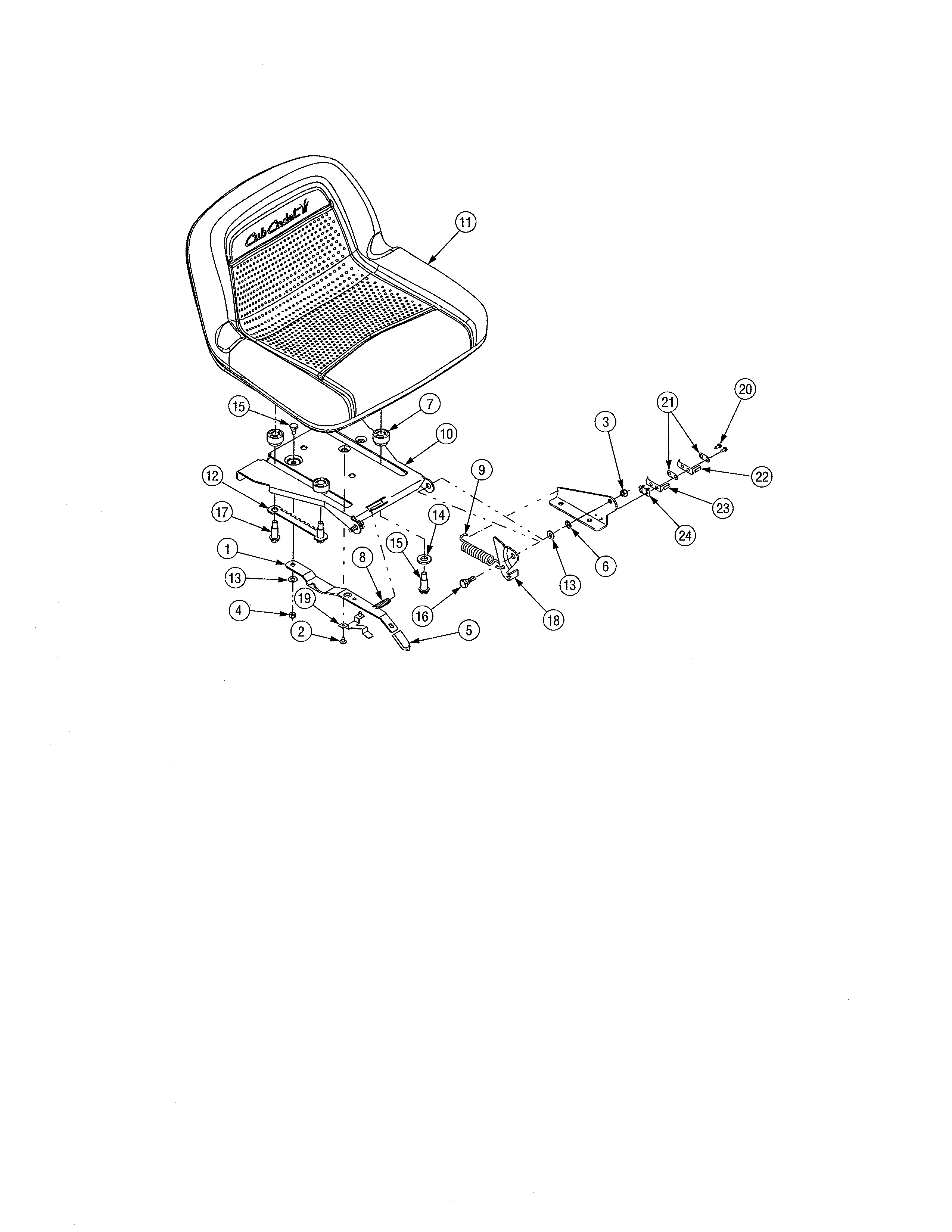 Cub Cadet 13AX11CG756 adjustable seat diagram