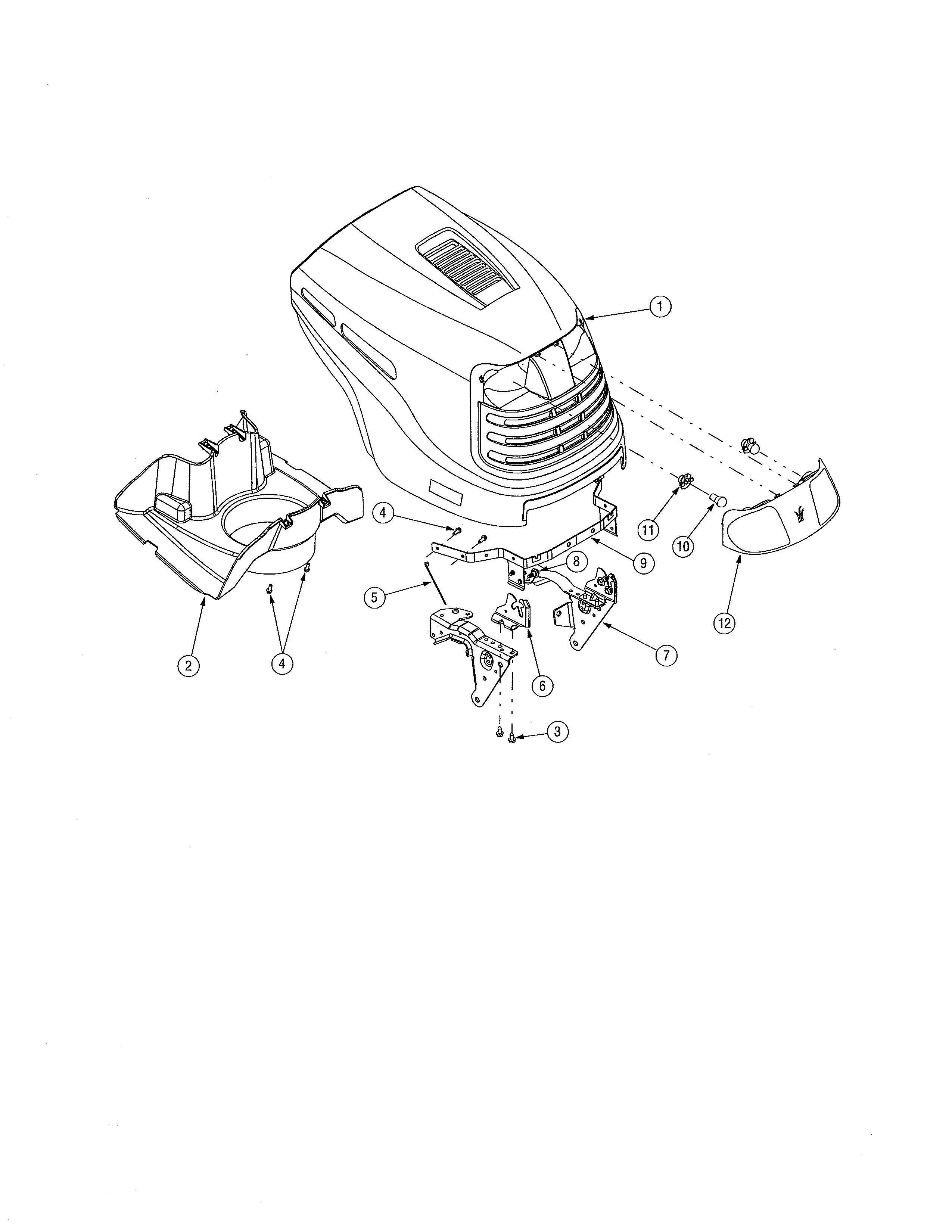 Cub Cadet 13AX11CG756 hood & grille diagram