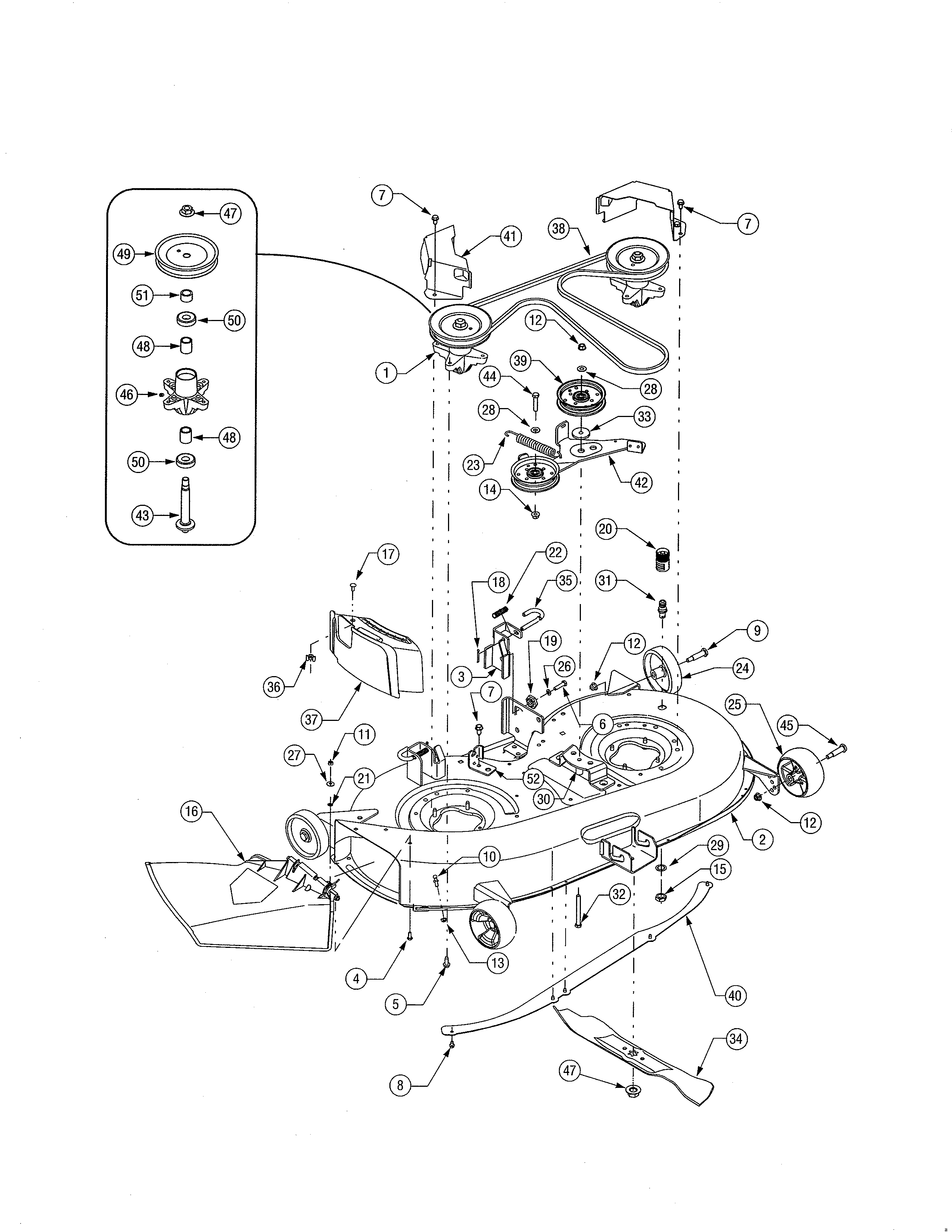 Cub Cadet 13AX11CG756 42" mower deck diagram