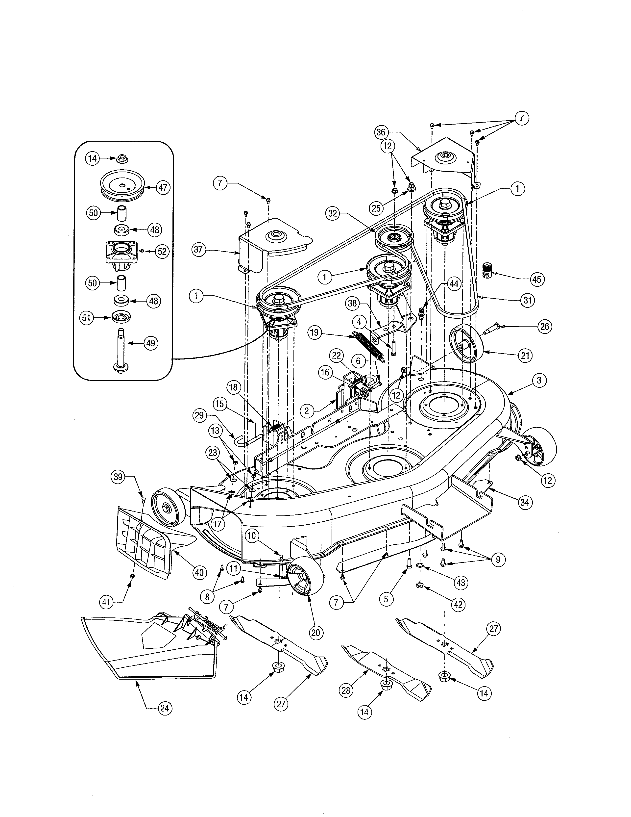 Cub Cadet 13AX11CG756 46" mower deck diagram