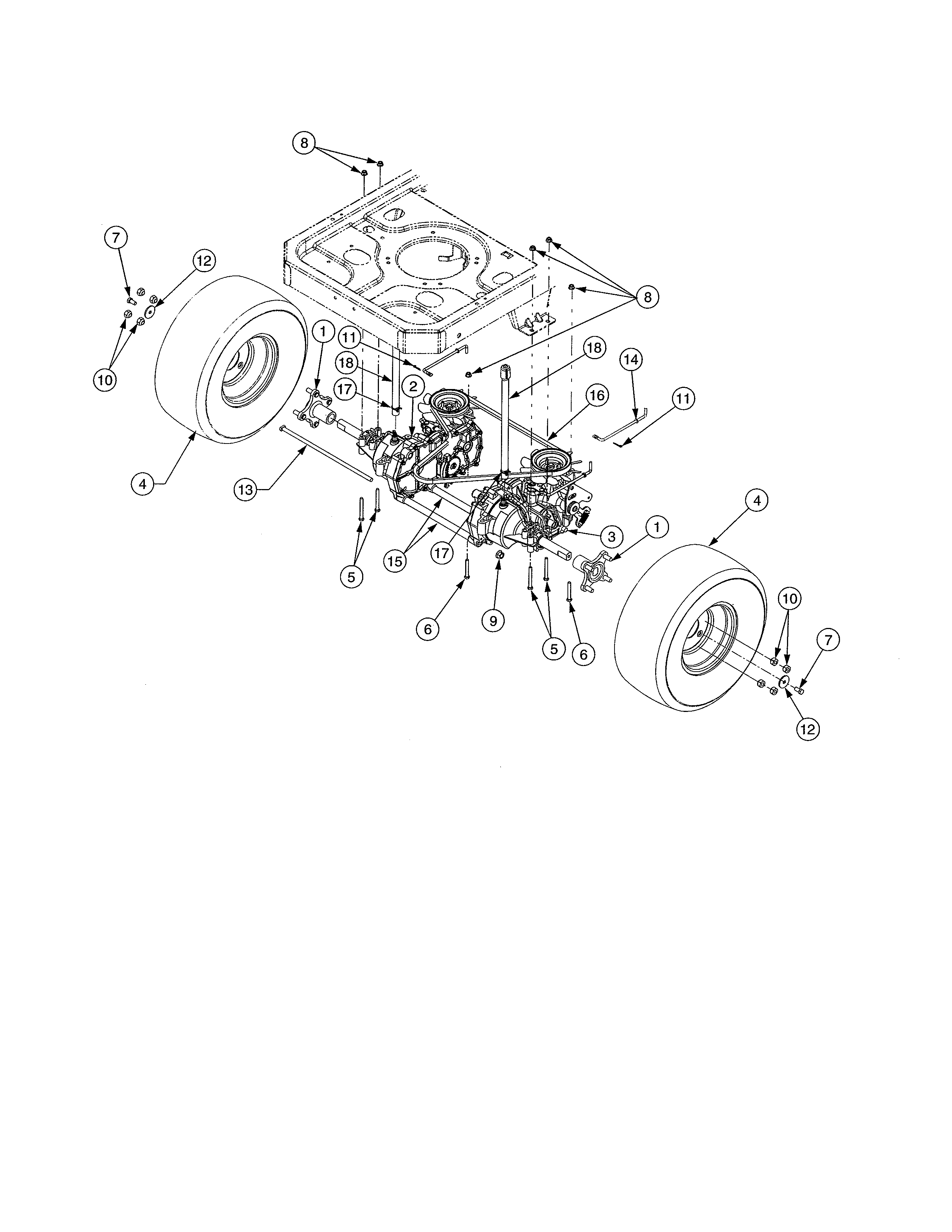 Cub Cadet 17AE2ACG756 rear drive/wheels diagram