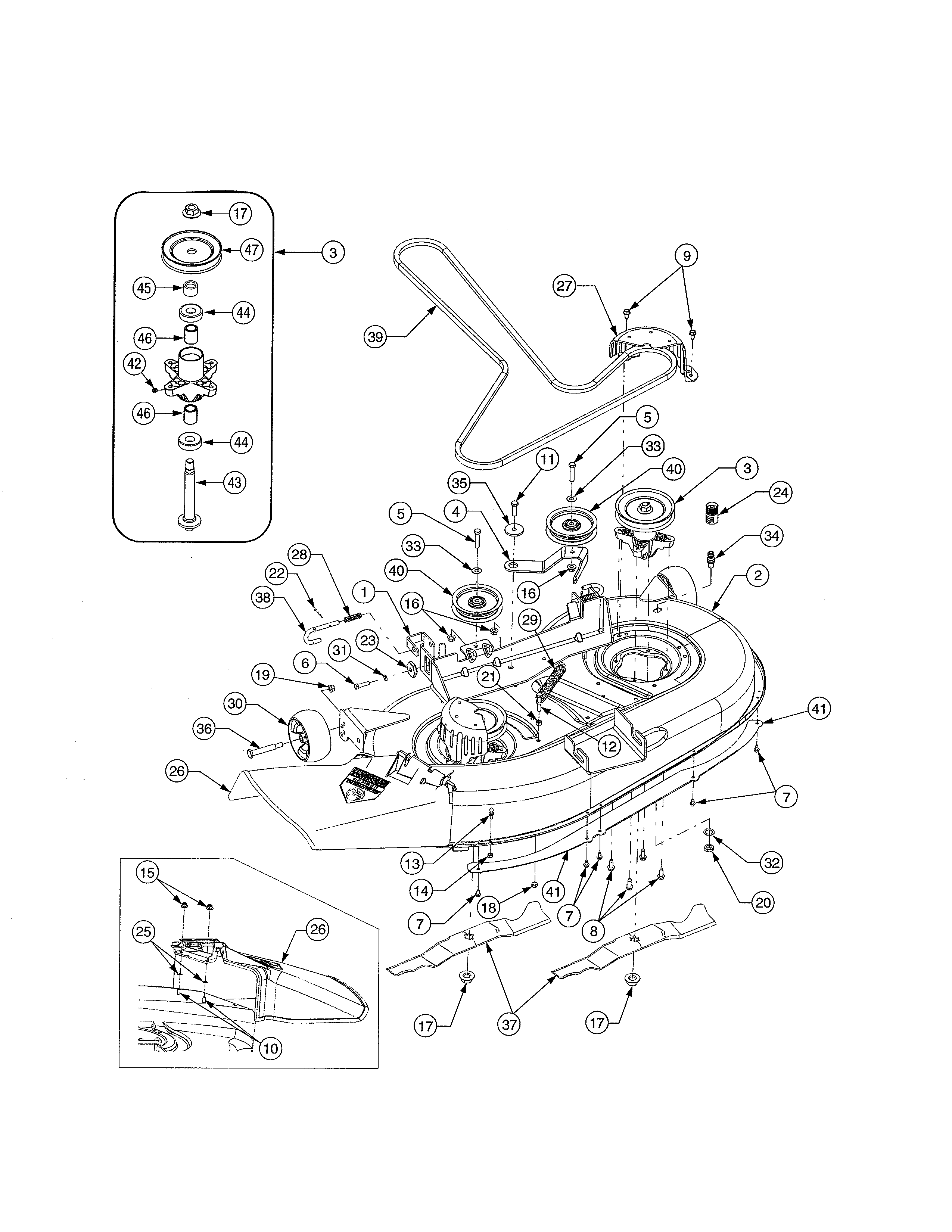 Cub Cadet 17AE2ACG756 42" mower deck diagram