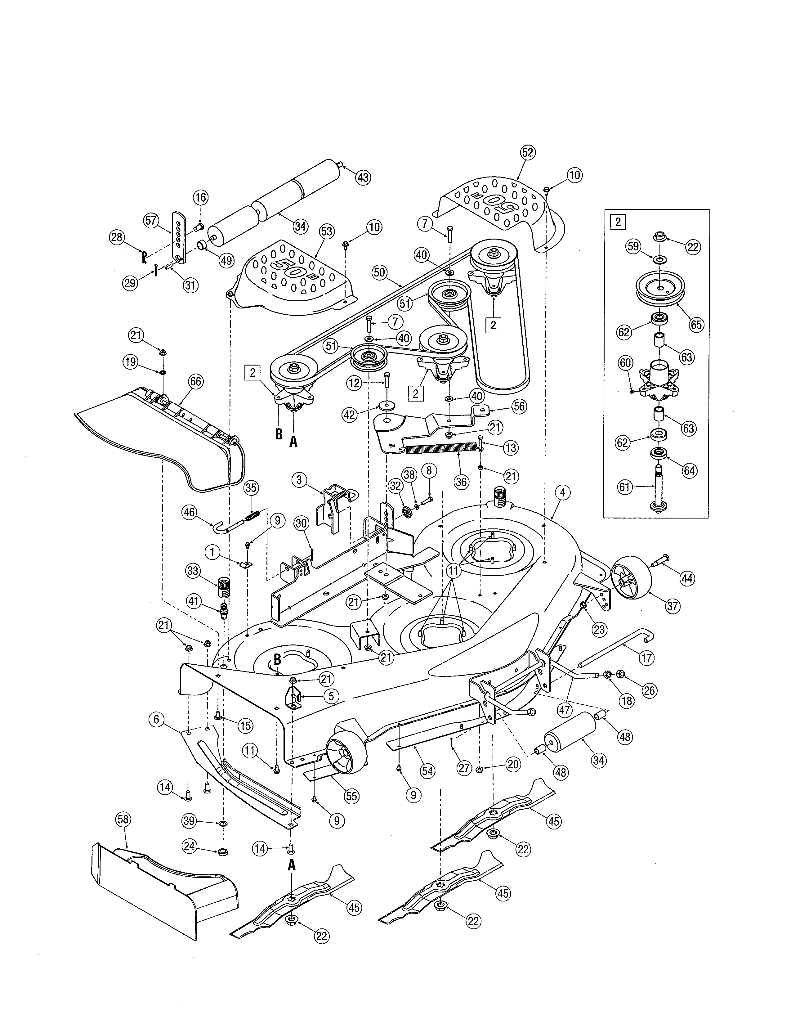 Cub Cadet 17AF9BKH756 50" mowing deck diagram