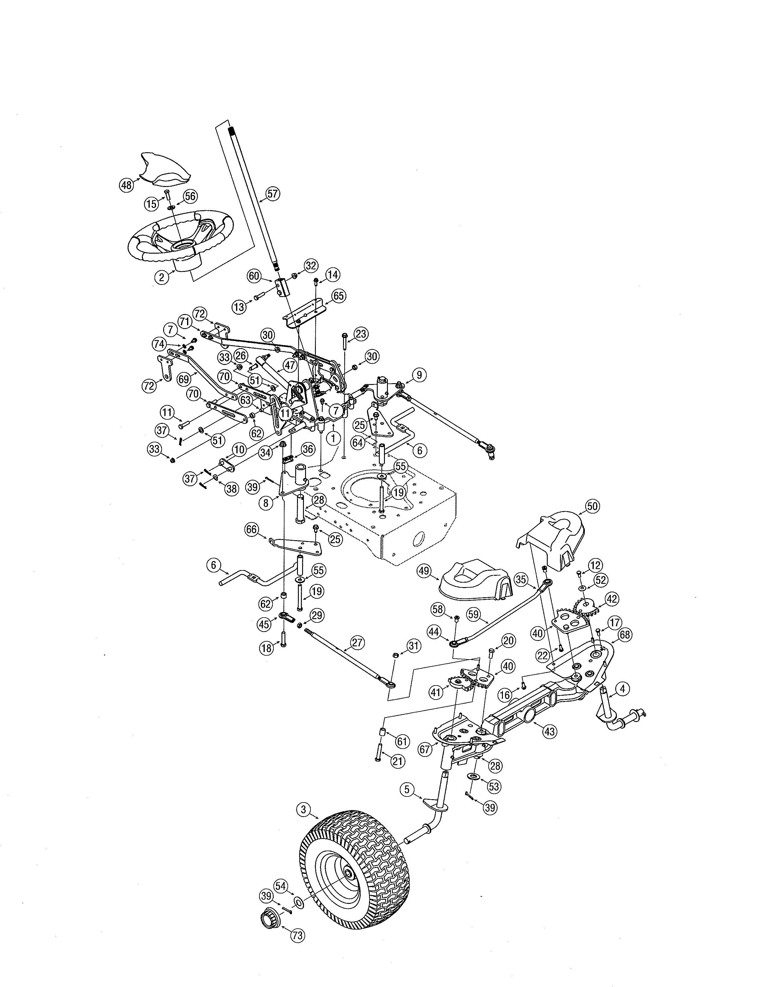 Cub Cadet 17AF9BKP756 steering controls/front axle diagram