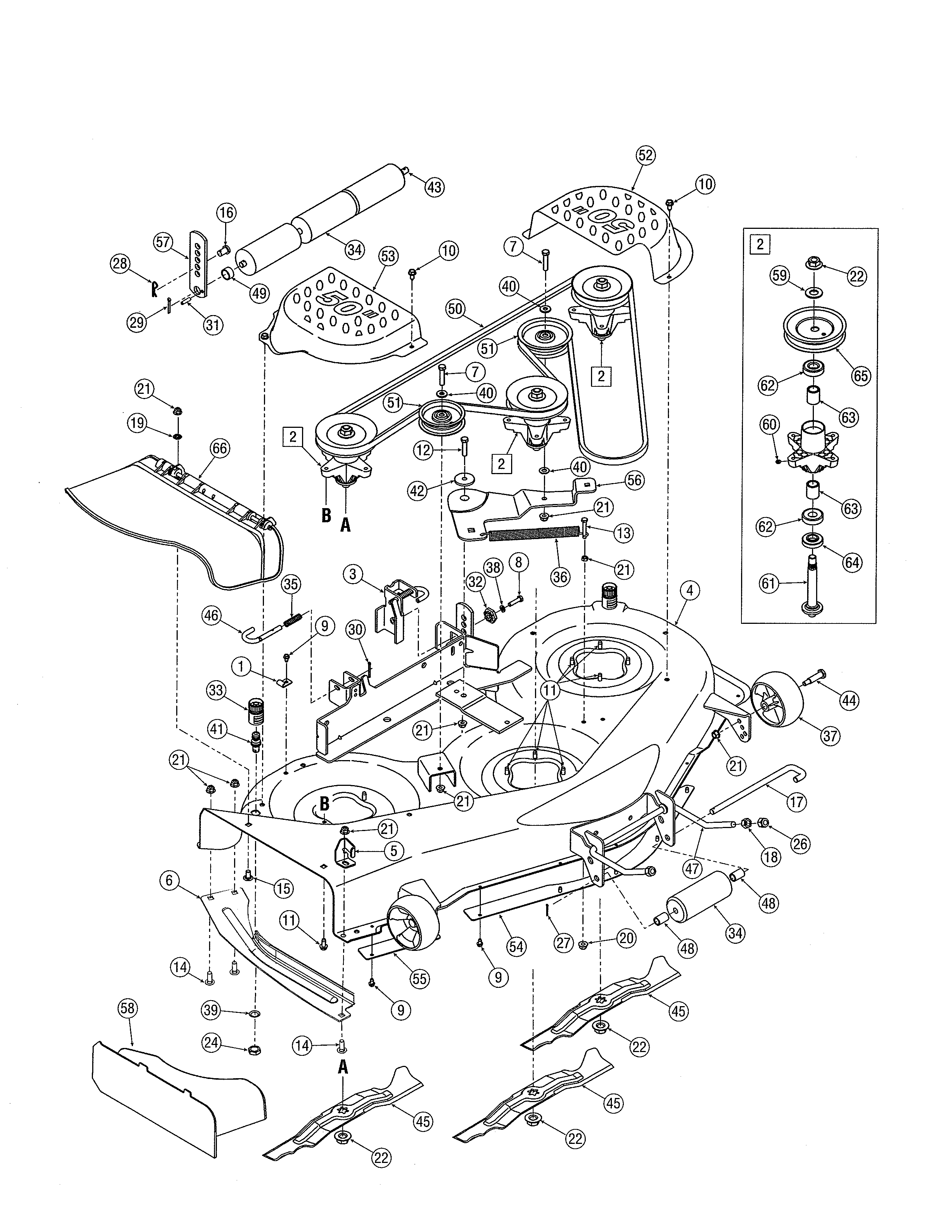 Cub Cadet 17AF9BKP756 50" mowing deck diagram