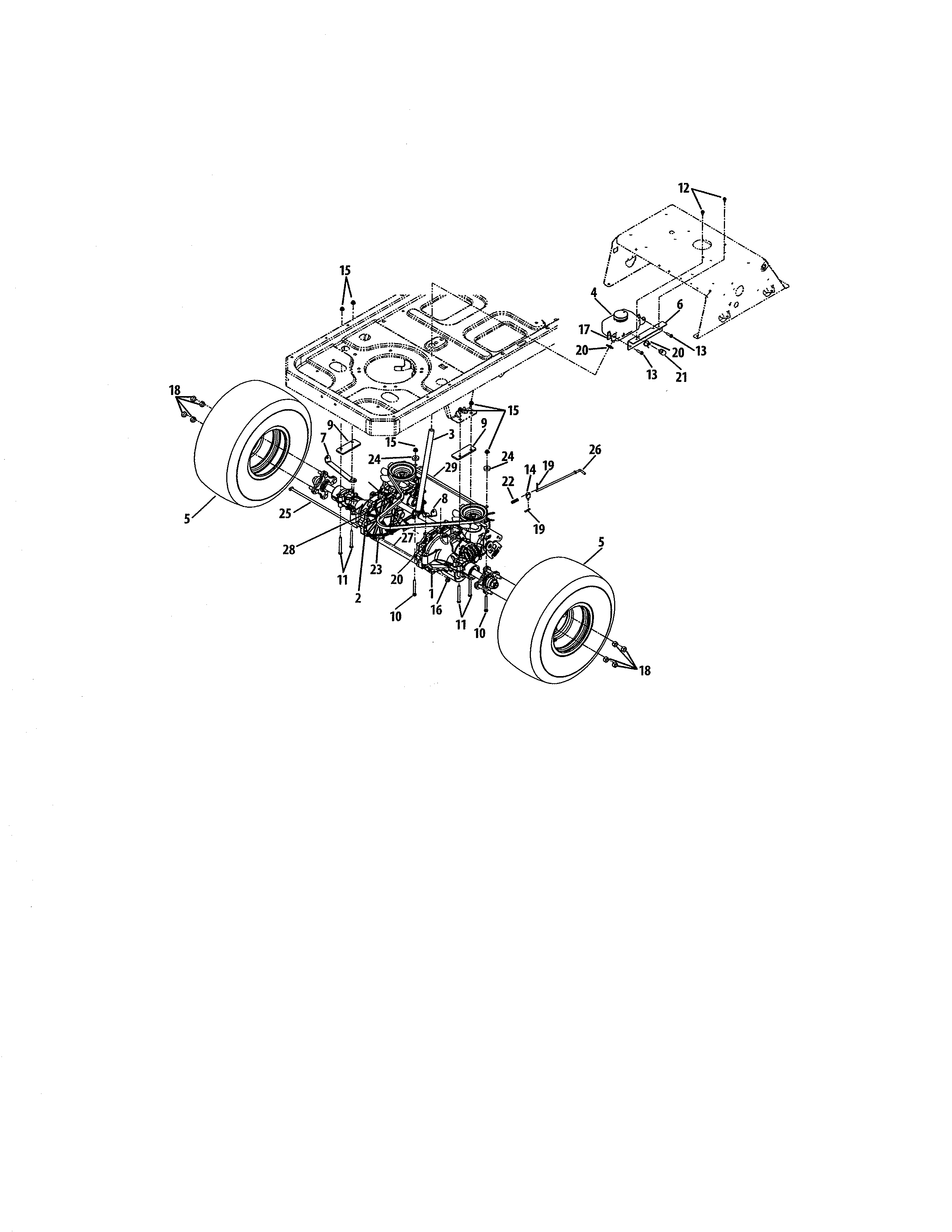 Cub Cadet 17AI2ACK056 rear drive/wheels diagram