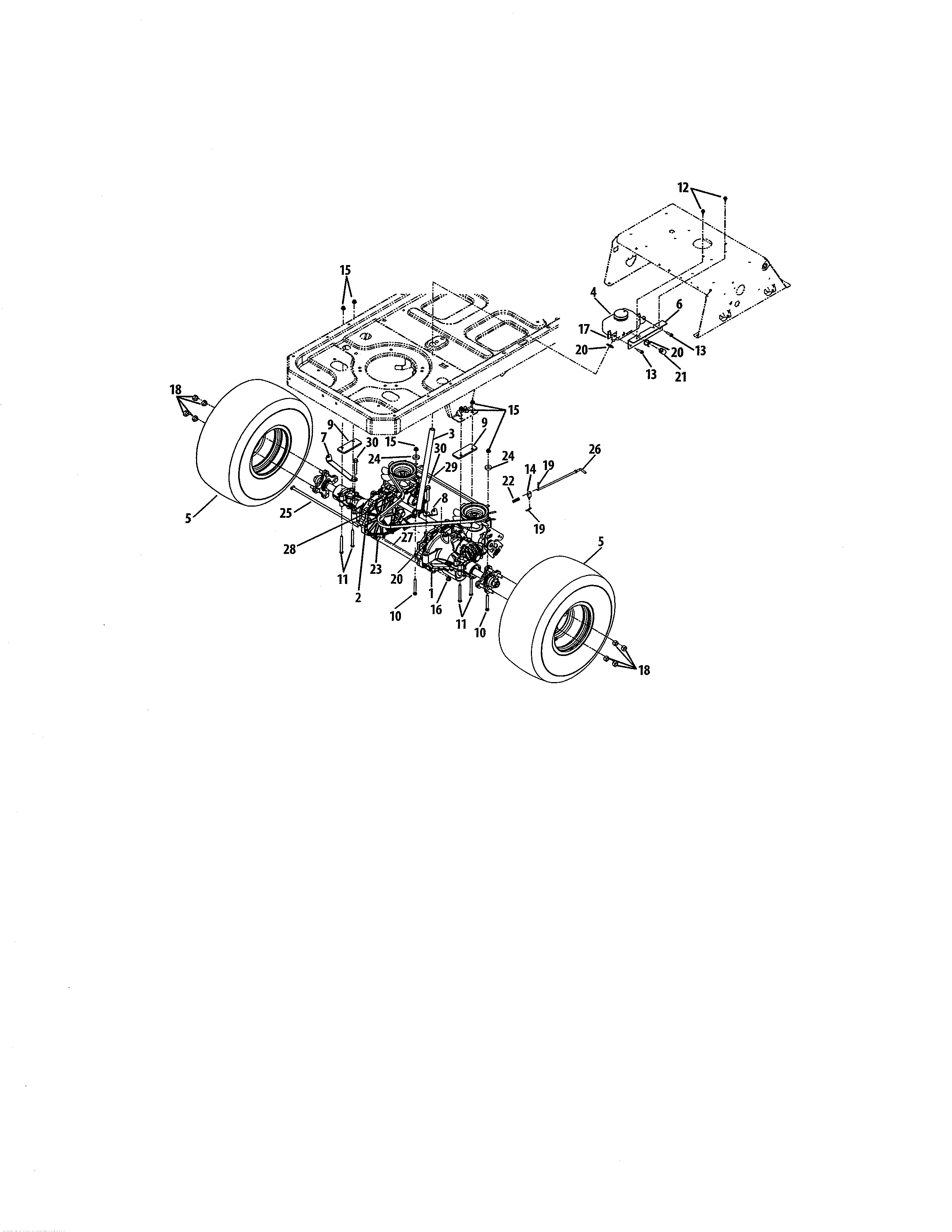 Cub Cadet 17AI2ACK056 rear drive/wheels diagram