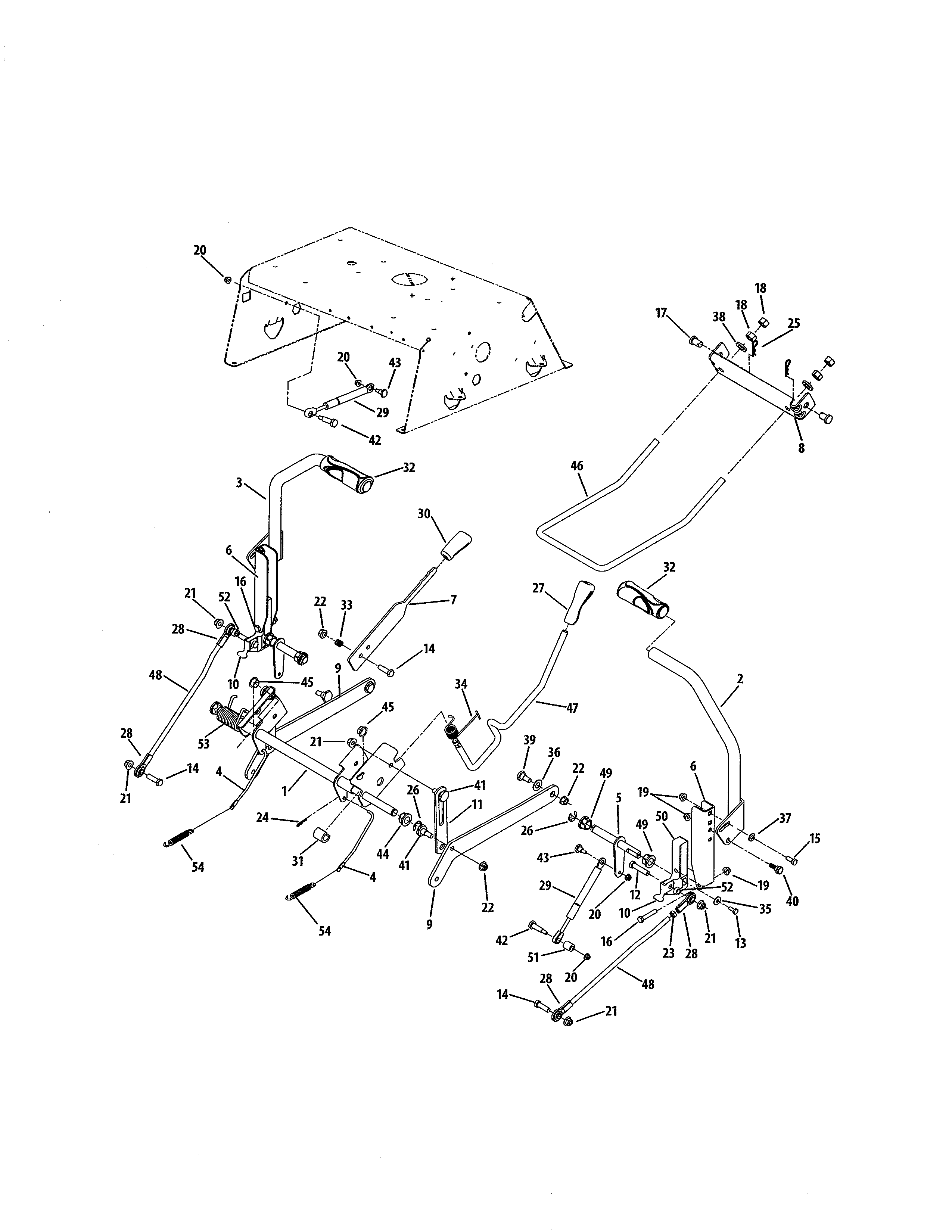 Cub Cadet 17AI2ACK056 deck lift/controls diagram