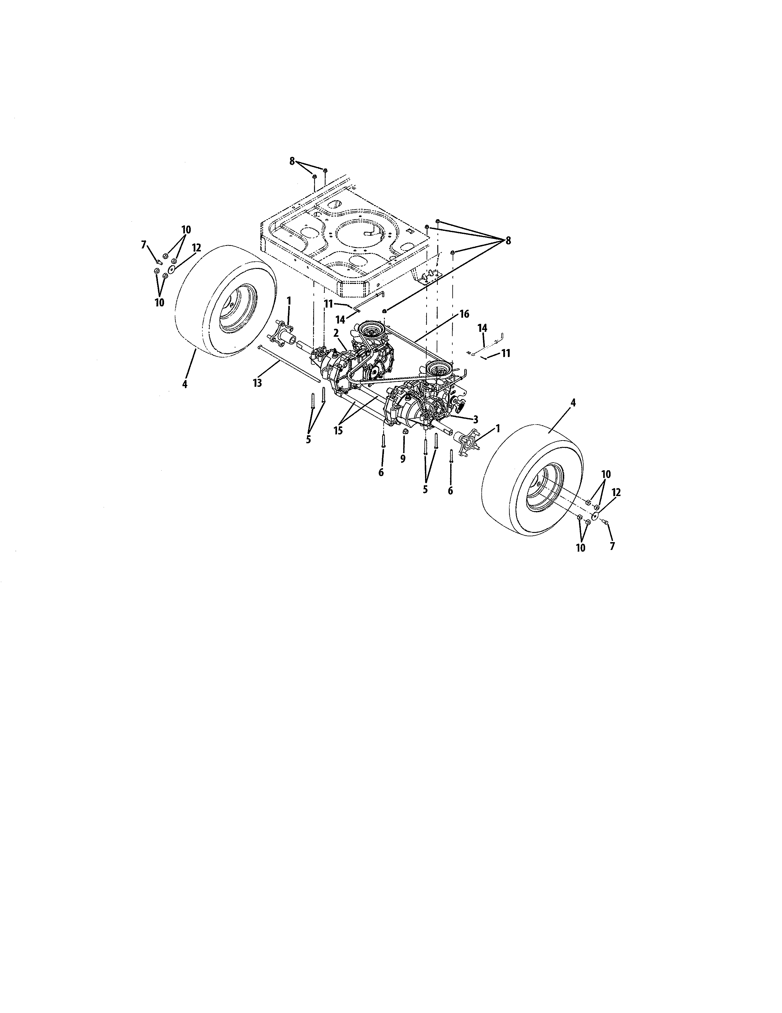 Cub Cadet 17AI2ACP056 rear drive/wheels diagram