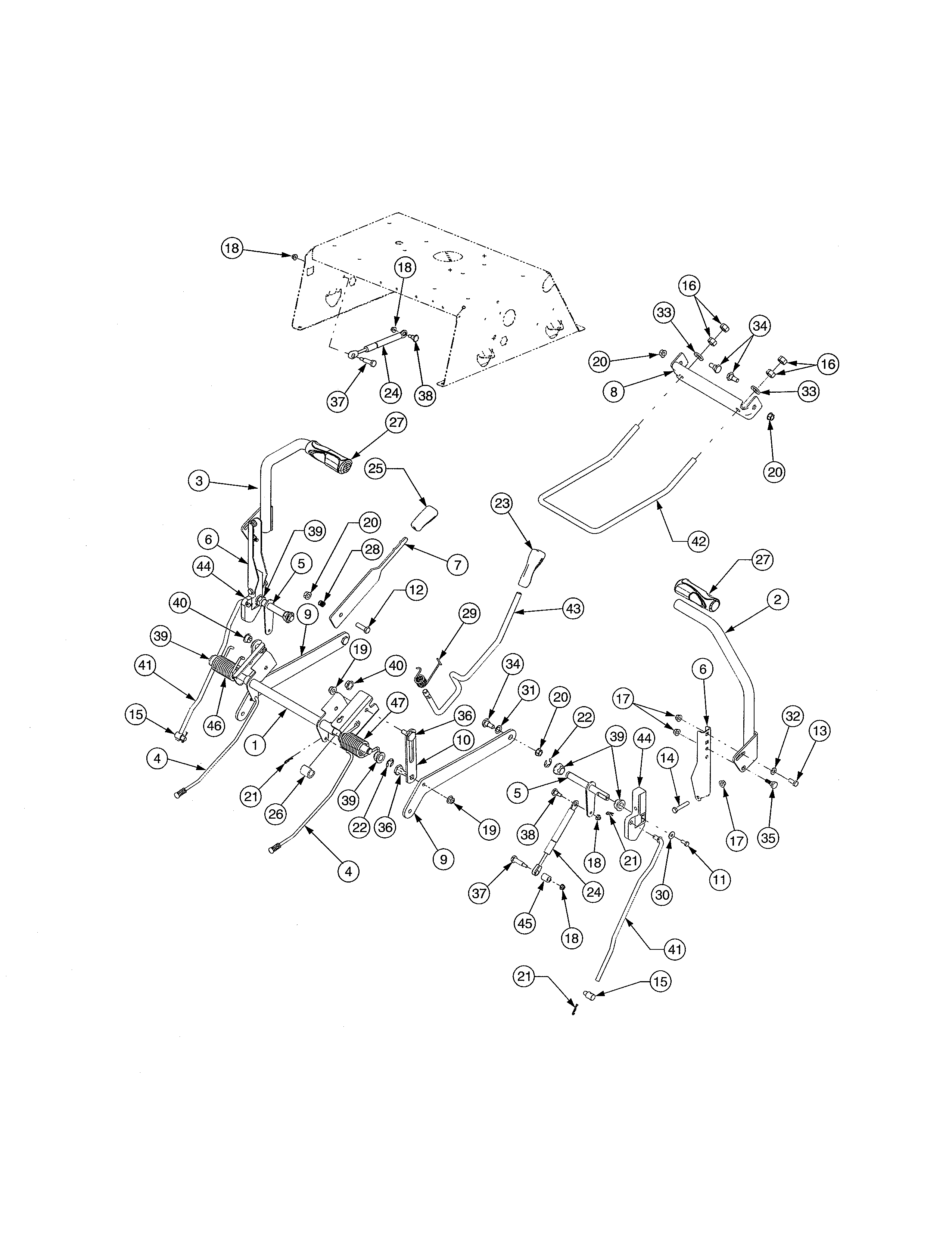 Cub Cadet 17AI2ACP756 controls/deck lift diagram