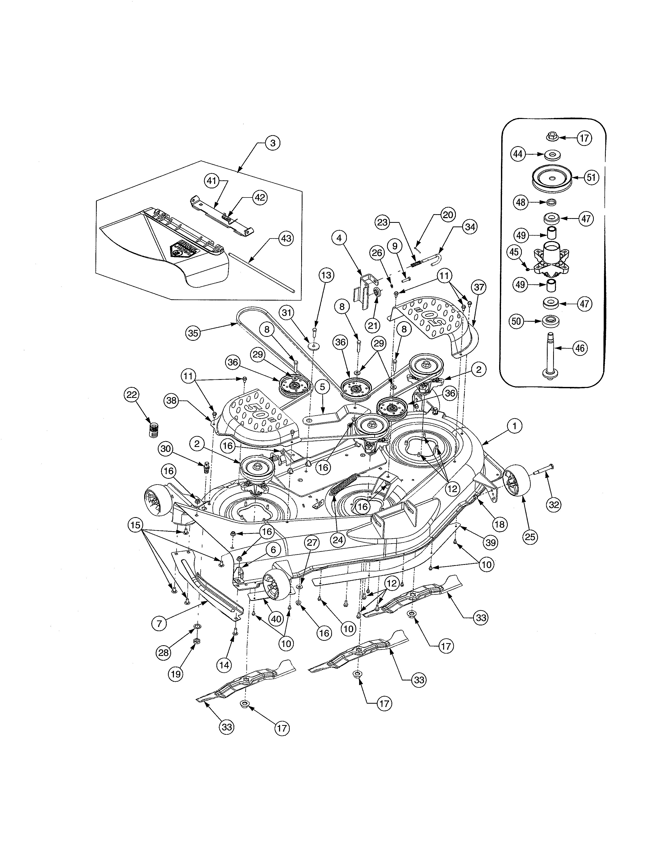 Cub Cadet 17AI2ACP756 50" mower deck diagram