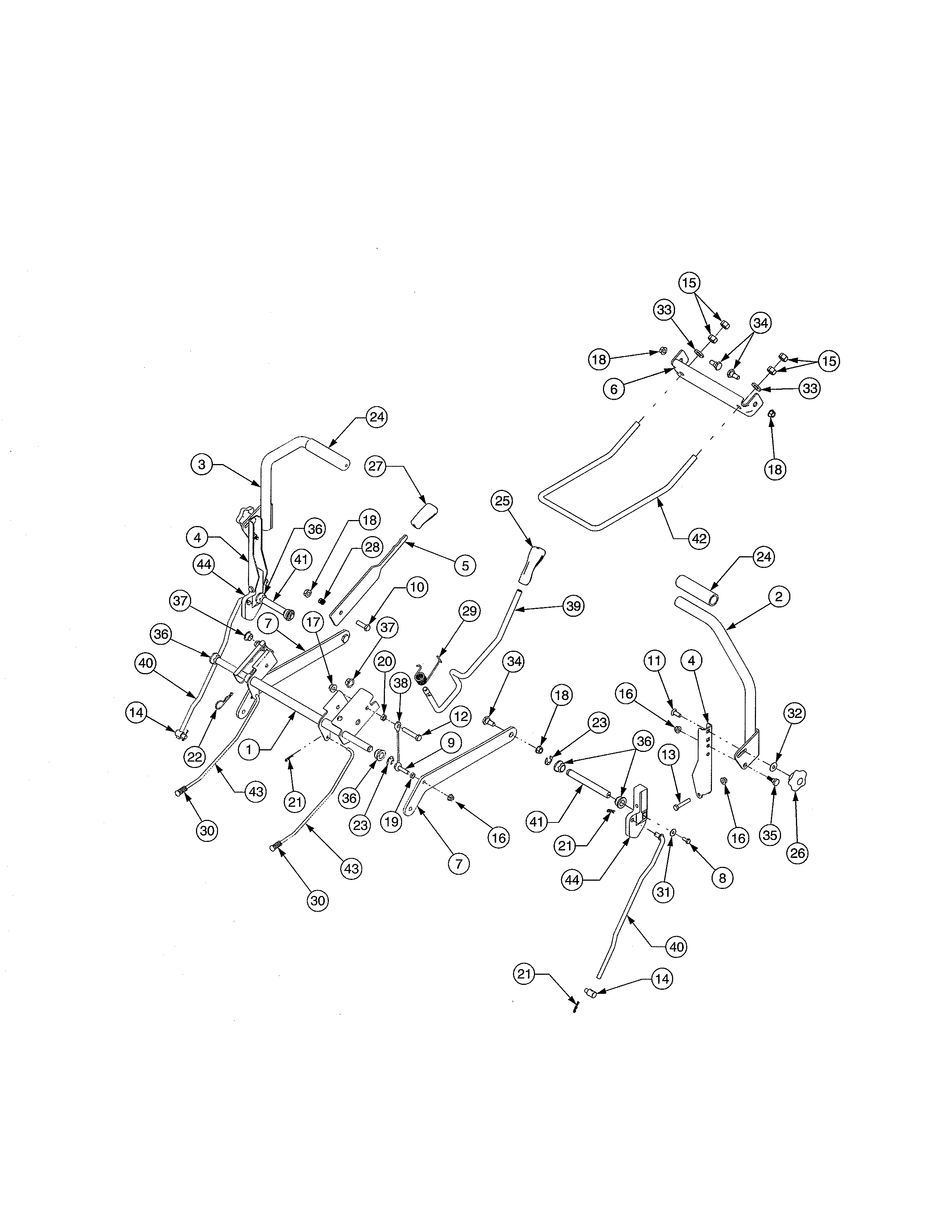 Cub Cadet 17AA5D7P756 controls/deck lift diagram
