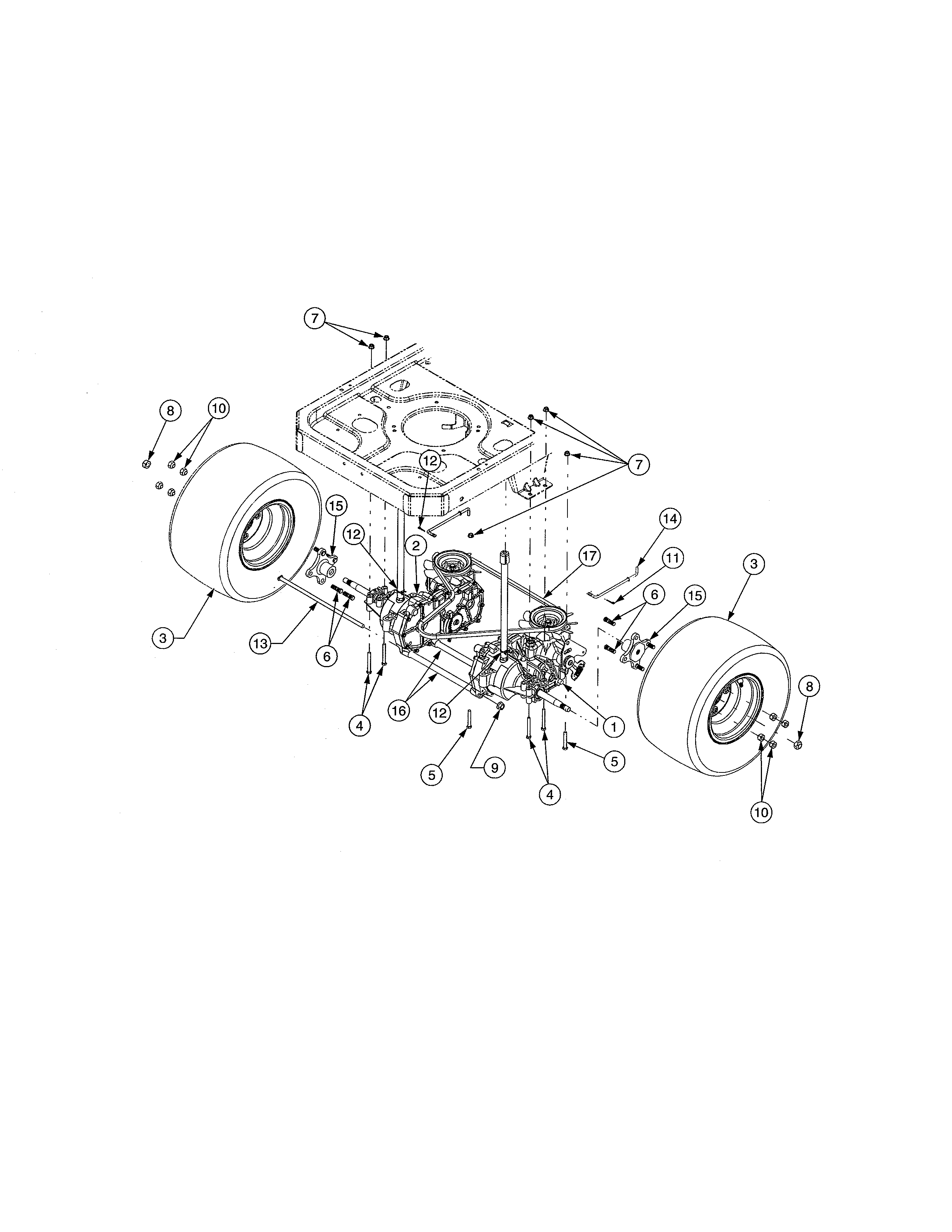 Cub Cadet 17AA5D7P756 rear drive/wheels diagram