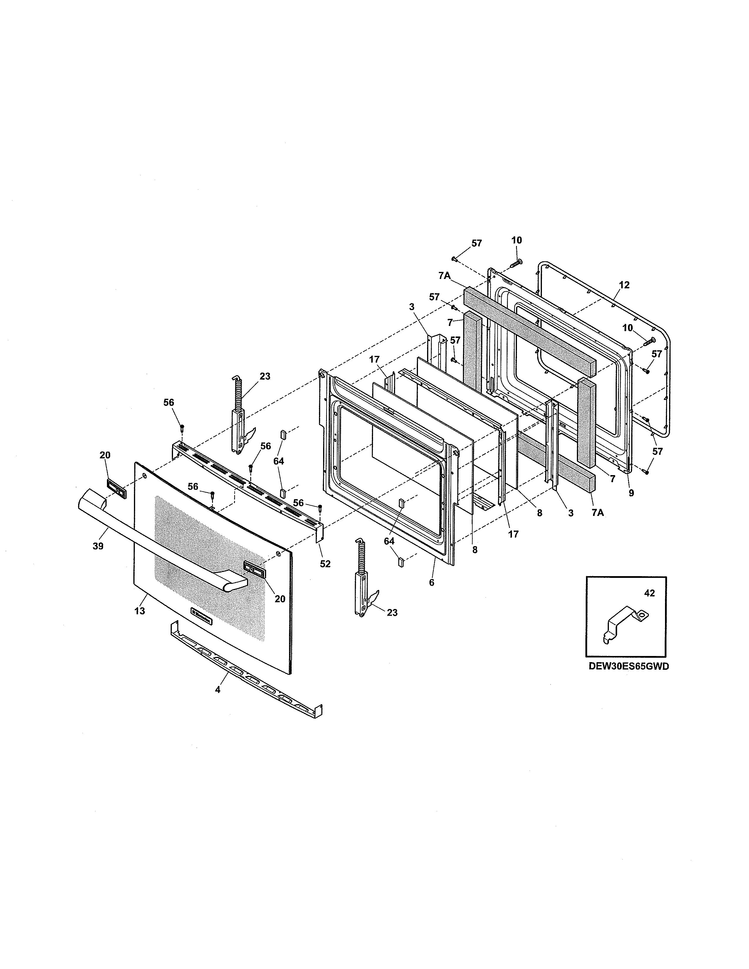 Electrolux EW30ES65GWD door diagram