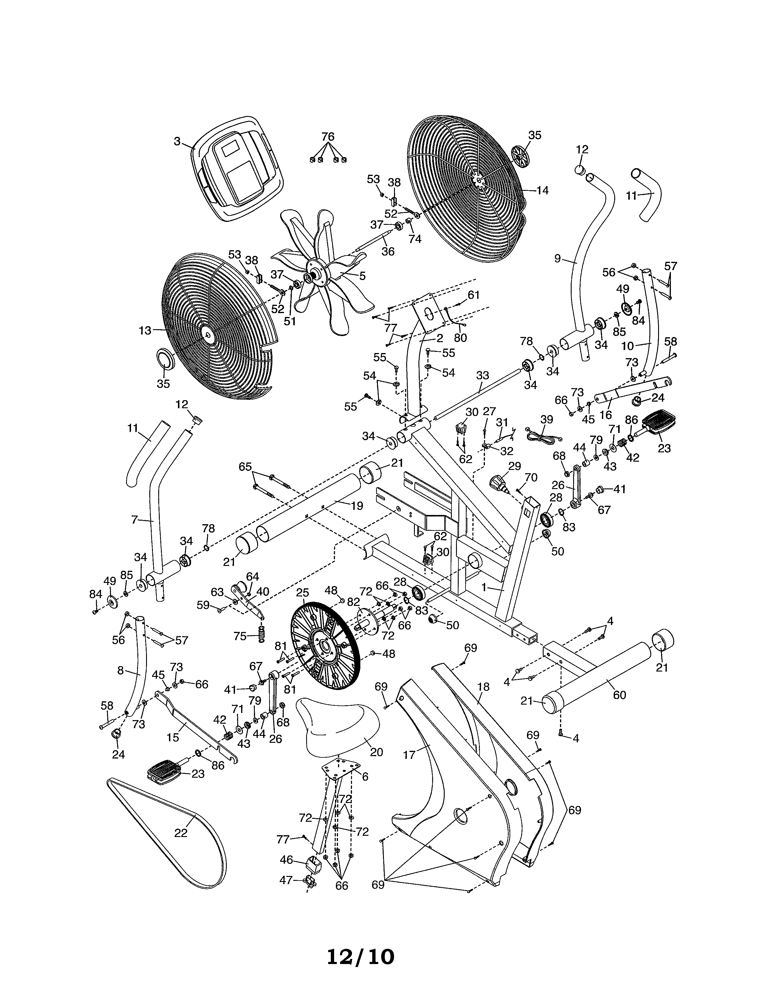 Proform 831218223 exercise bike diagram
