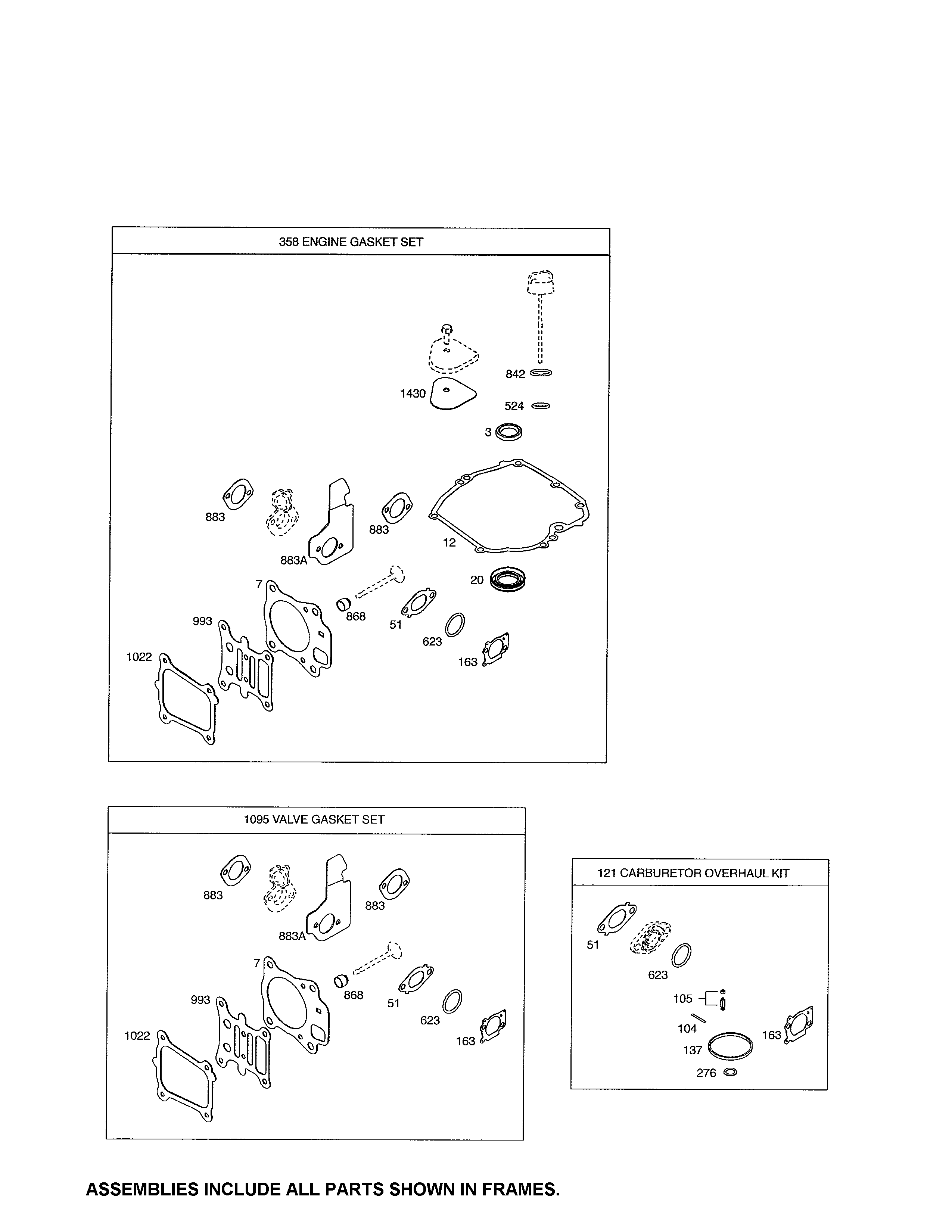 Craftsman 247887761 gasket sets diagram