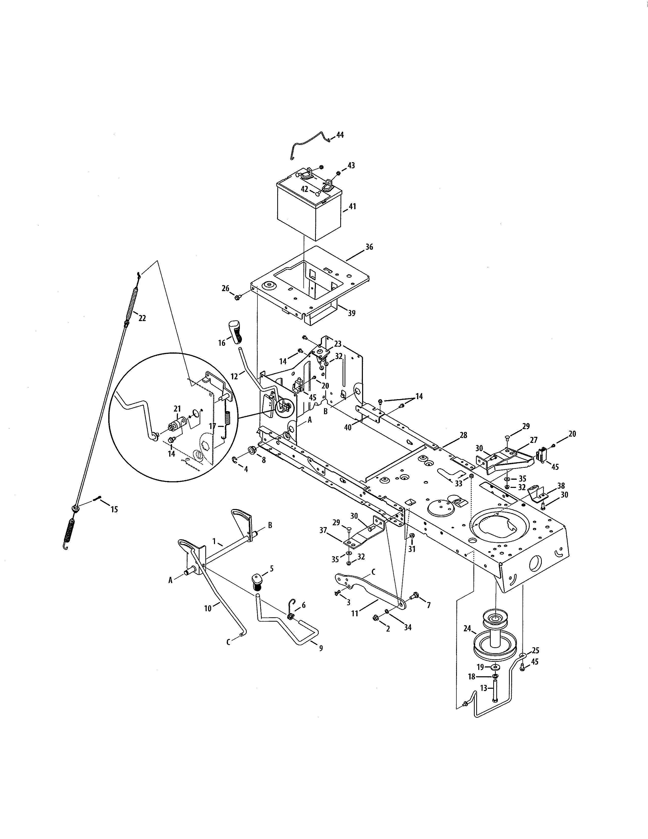 Craftsman 247288850 frame/battery diagram
