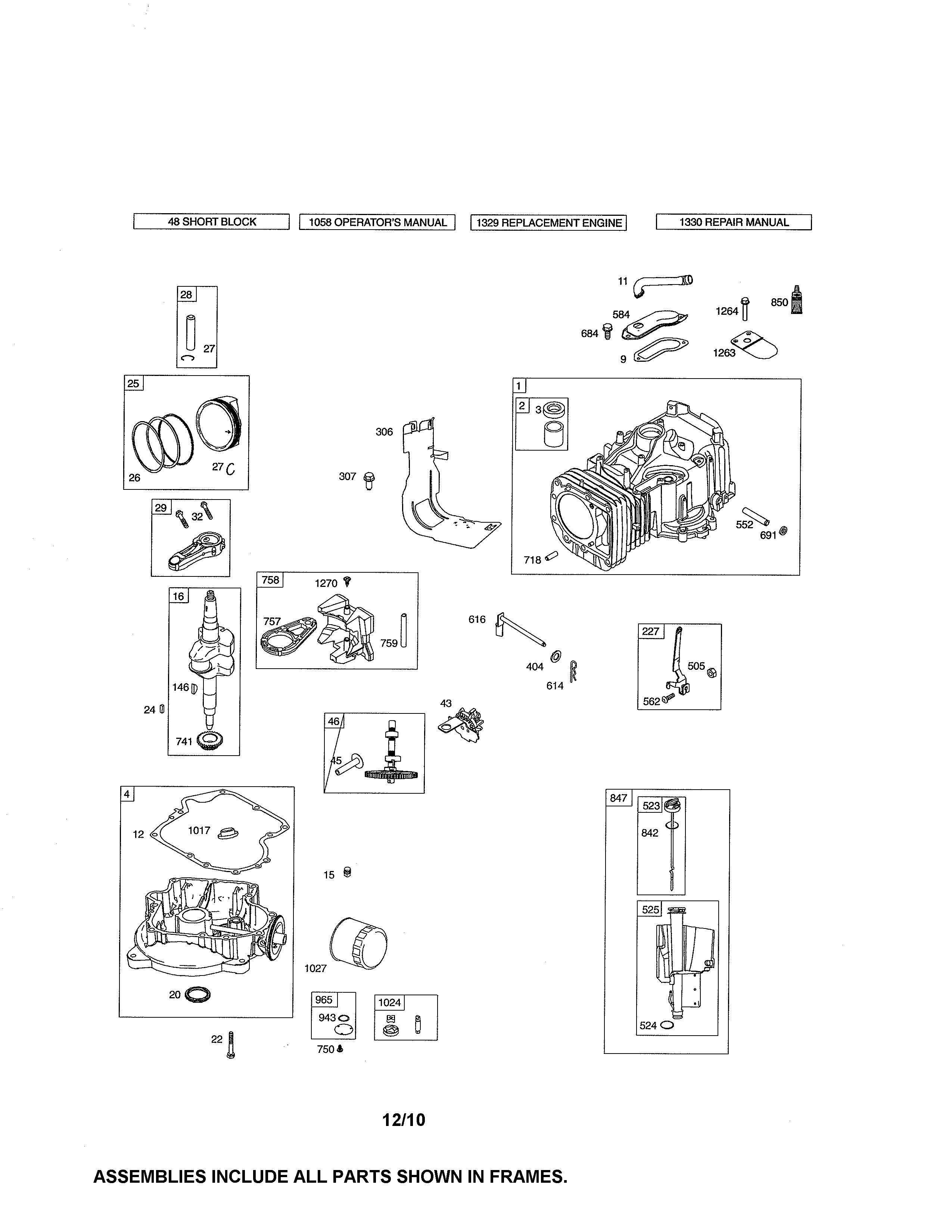 Craftsman 247288850 cylinder/crankshaft/sump diagram