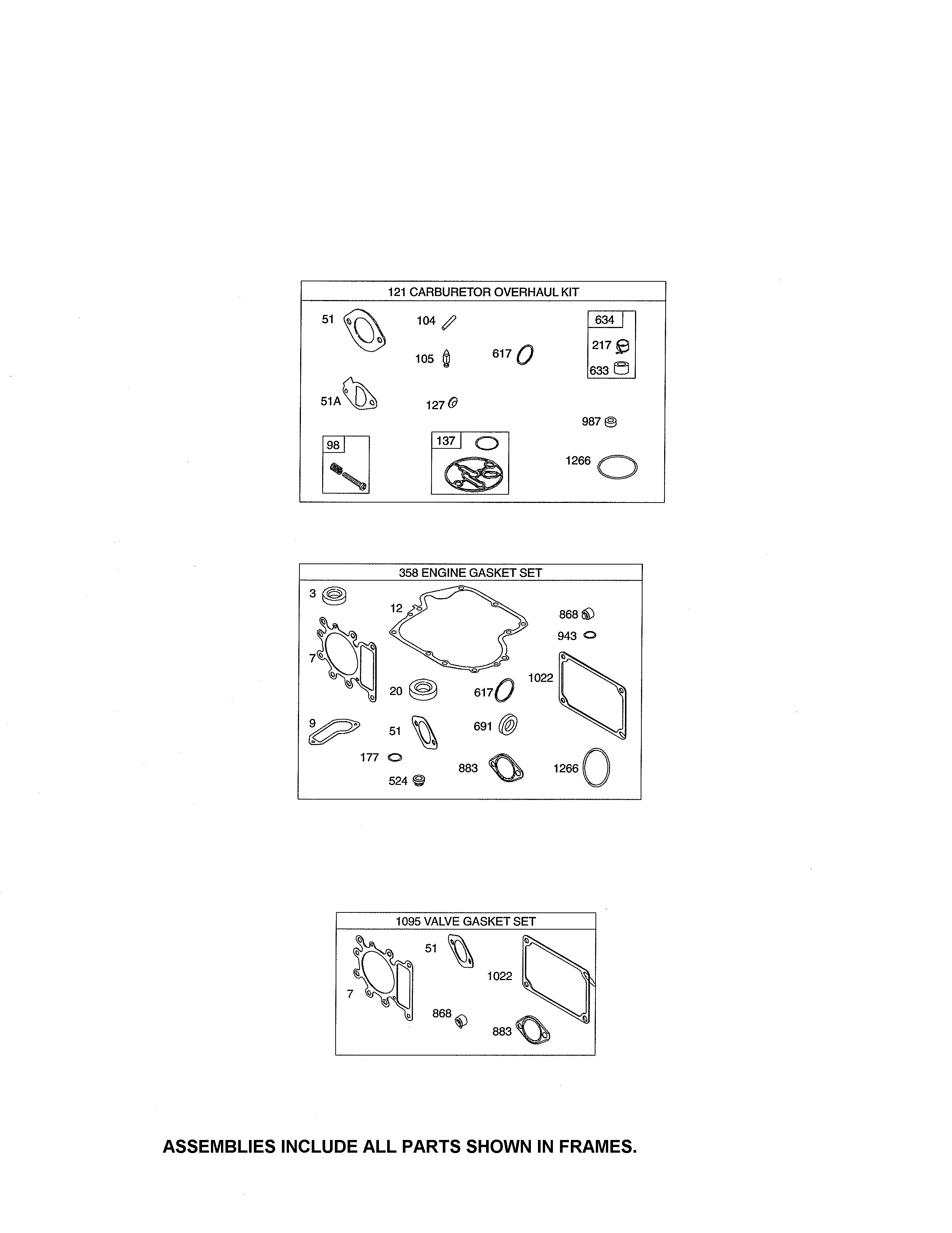 Craftsman 247288850 gasket set diagram