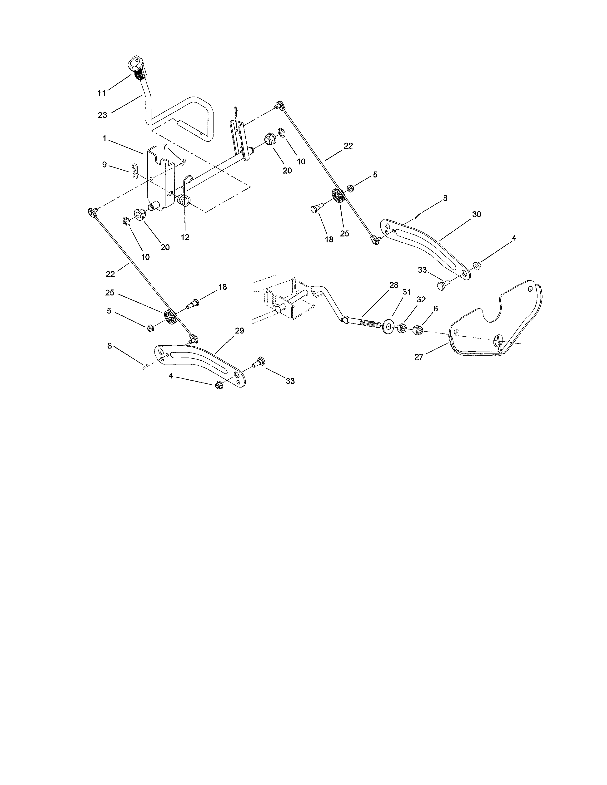 Toro 13AX60RG744 (1L215B10000 AND UP) deck lift arm assembly diagram