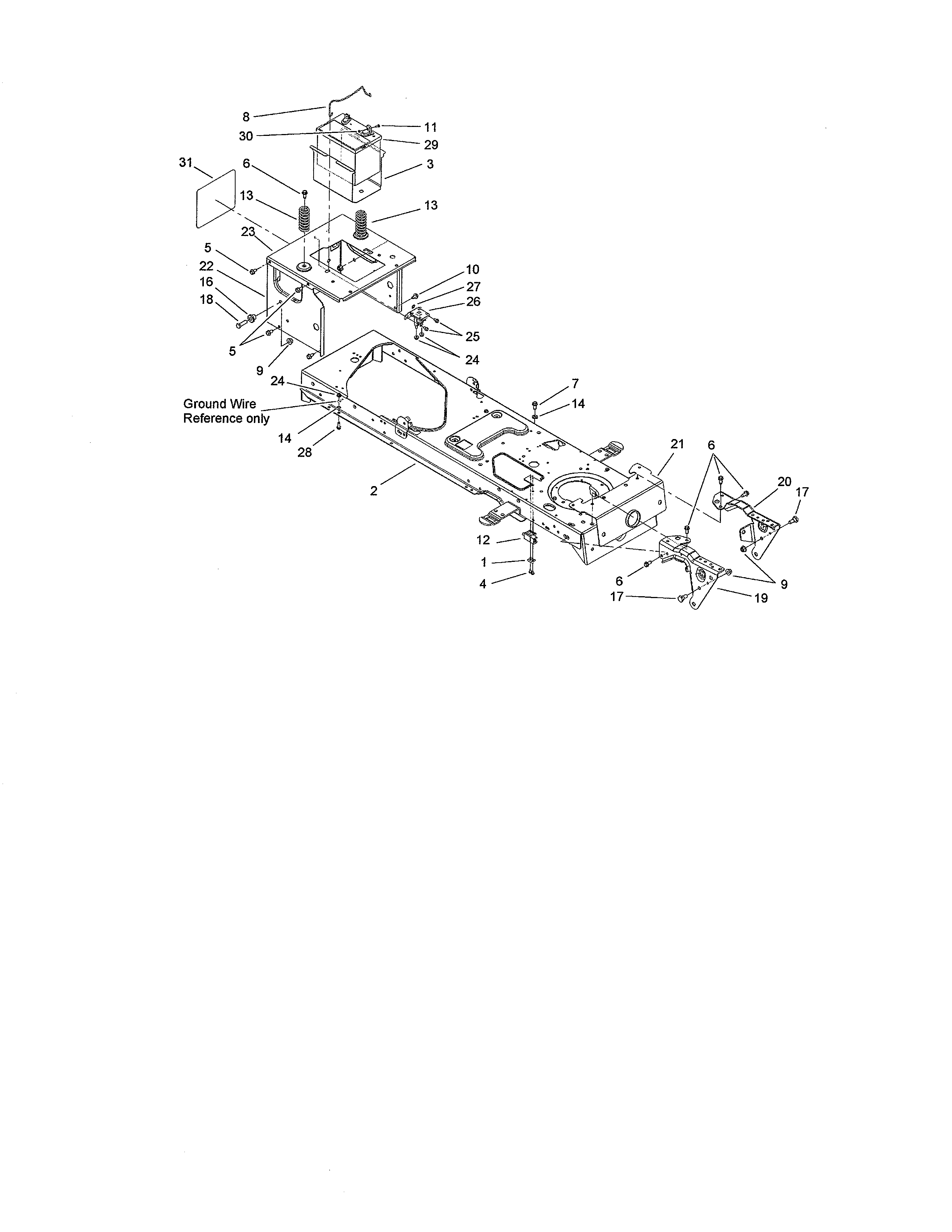 Toro 13AX60RG744 (1L215B10000 AND UP) frame/battery diagram
