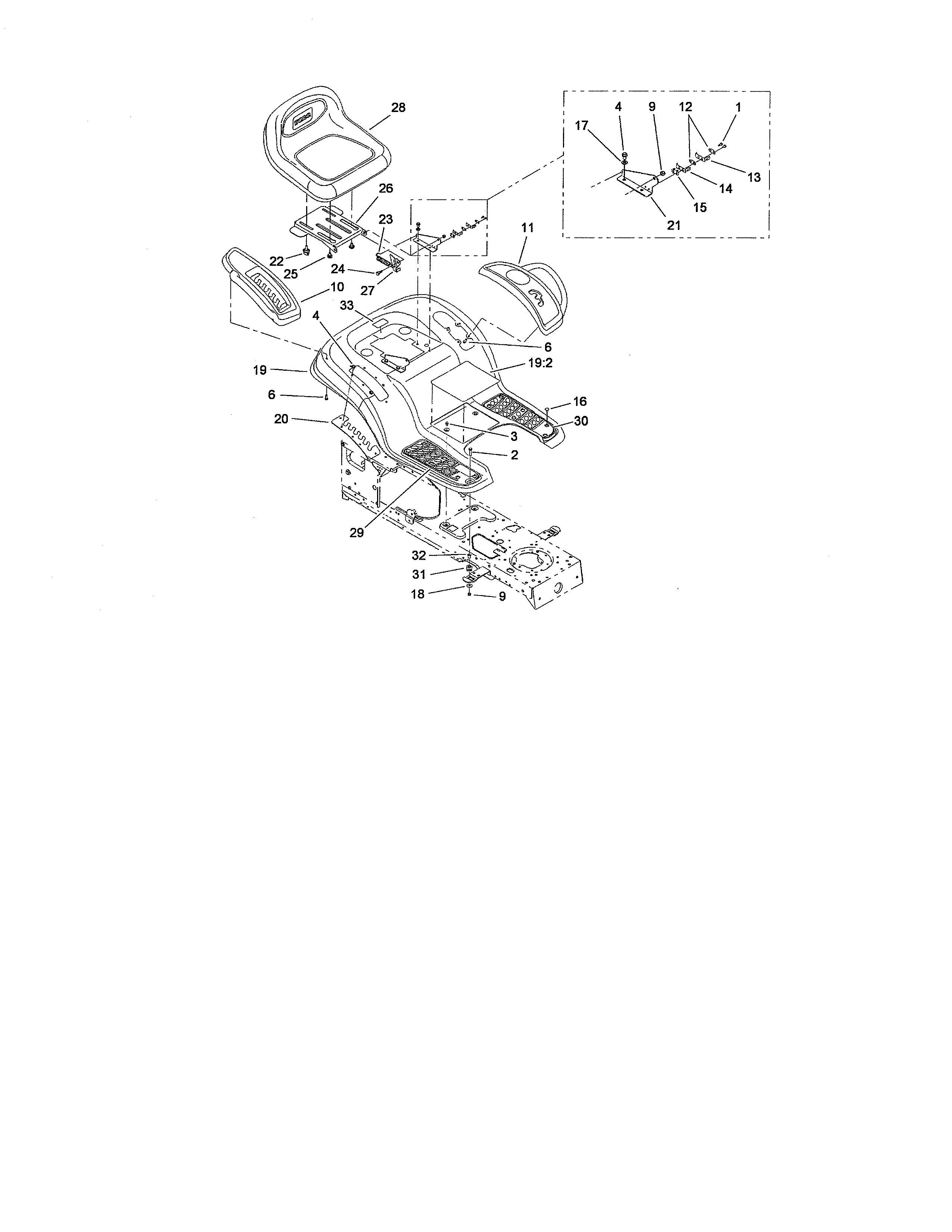 Toro 13AX60RG744 (1L215B10000 AND UP) seat/fender diagram